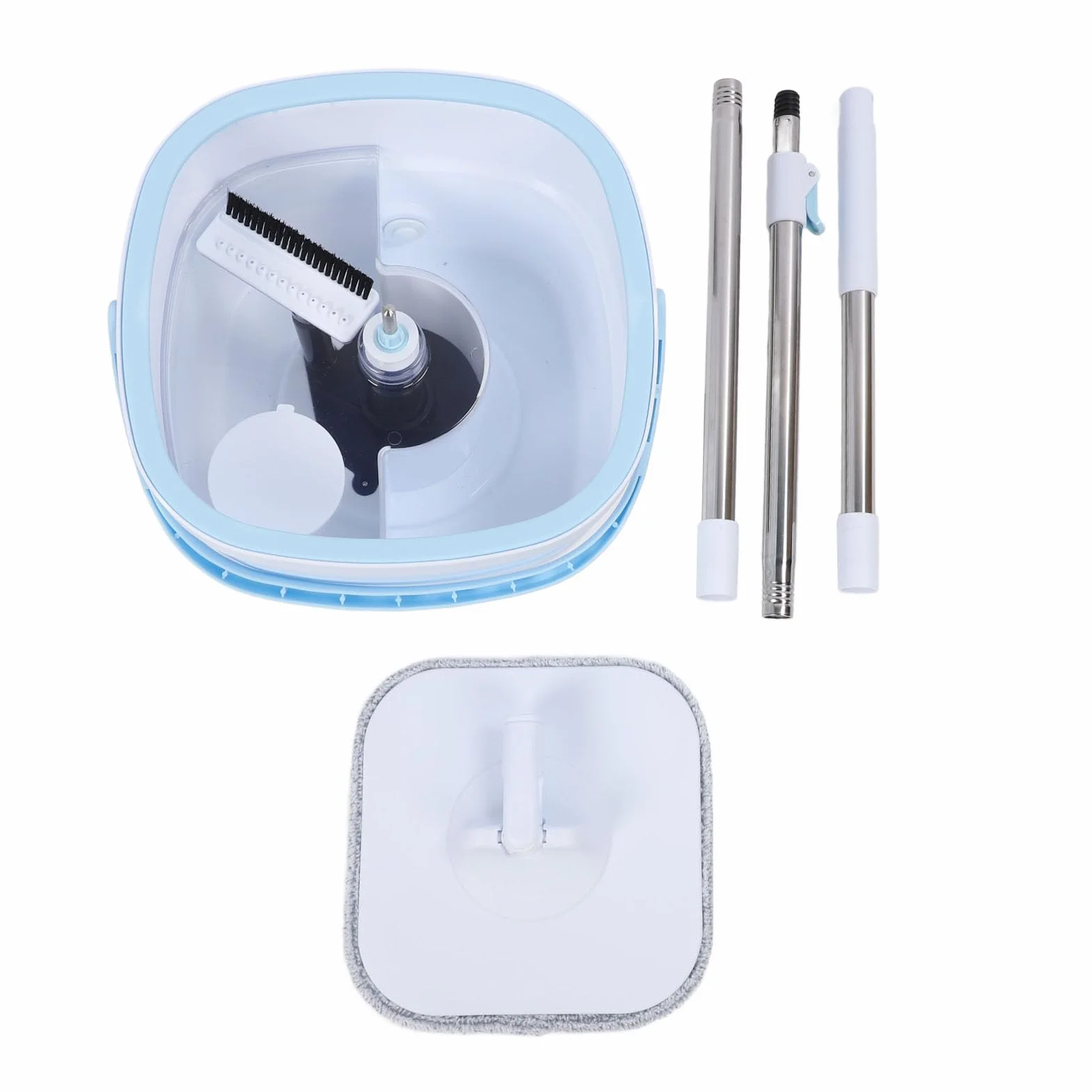 Fabater Juego de Fregona Giratoria y Cubo, de Agua Limpia y Sucia Autoseparante, Fregona Cuadrada Giratoria de 360 ​​Grados con de Microfibra Ajustable de Acero Inoxidable para el Hogar