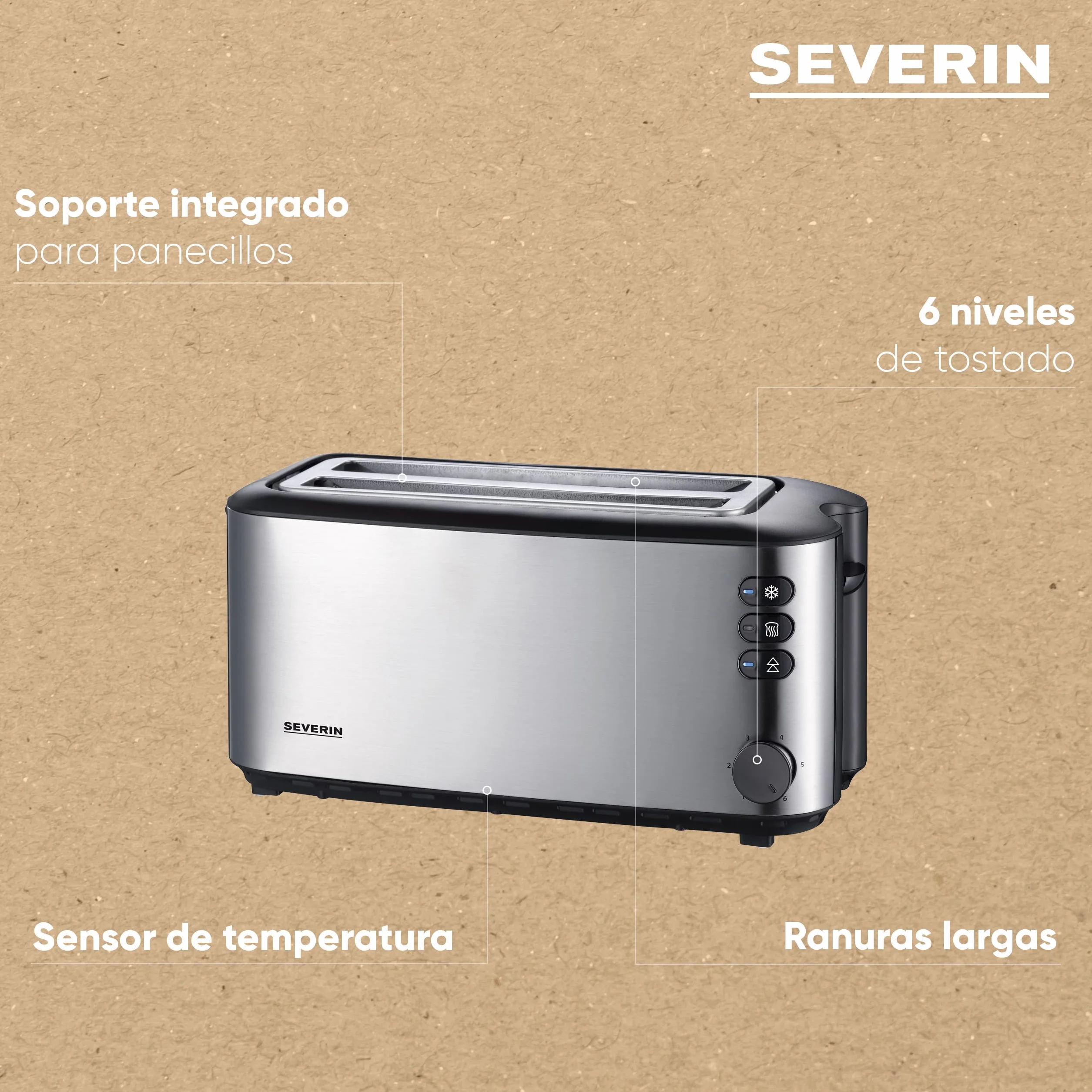 Severin AT 2509 Tostadora automática 1400 W acero inoxidable cepillado