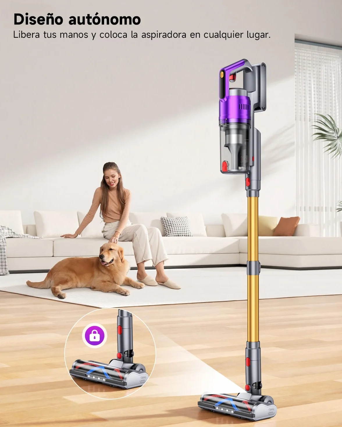 55KPa/680W Aspiradora sin Cable, aspiradora sin Cable Potente hasta 75 Mins, con Smart Screen y Cepillo Antienredos, Alfombra Pelo Mascota Suelo Sofá[Clase de eficiencia energética A+++]