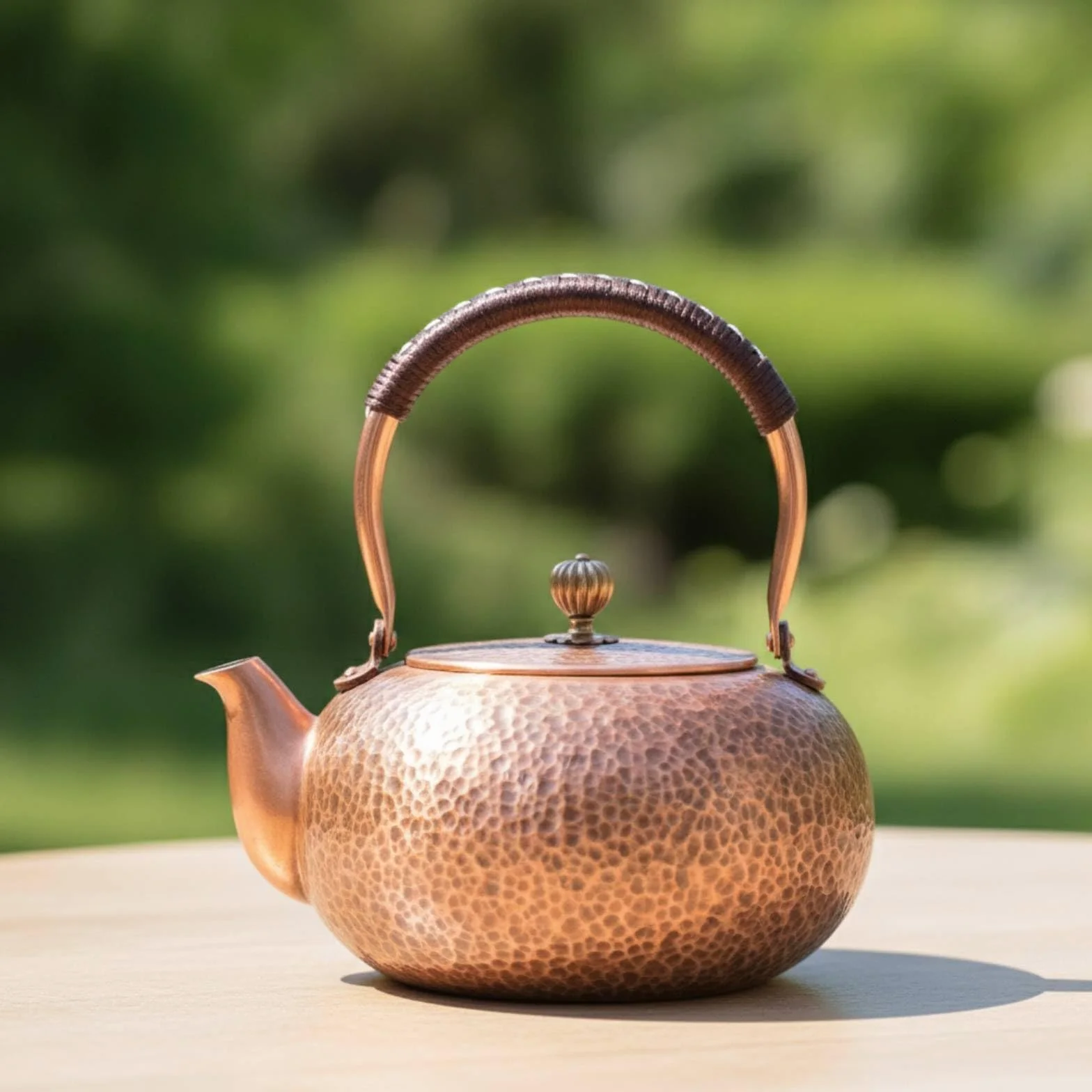 Tetera con Asa Tetera Cobre Ergonómico Menaje para Aficionados l Té Té, 1200ml, Martillado