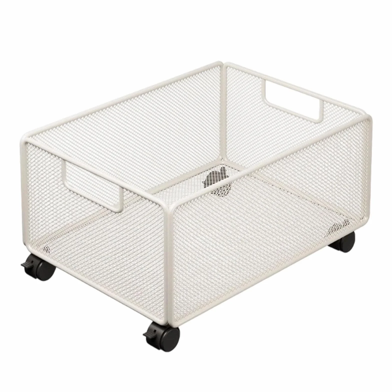 Carro de Almacenamiento Bajo Escritorio Organizador de Archivos con Ruedas Hierro Rejilla Móvil para Libros y Útiles Adecuado para Dormitorio Baño, 48 X 30 X 23 Cm
