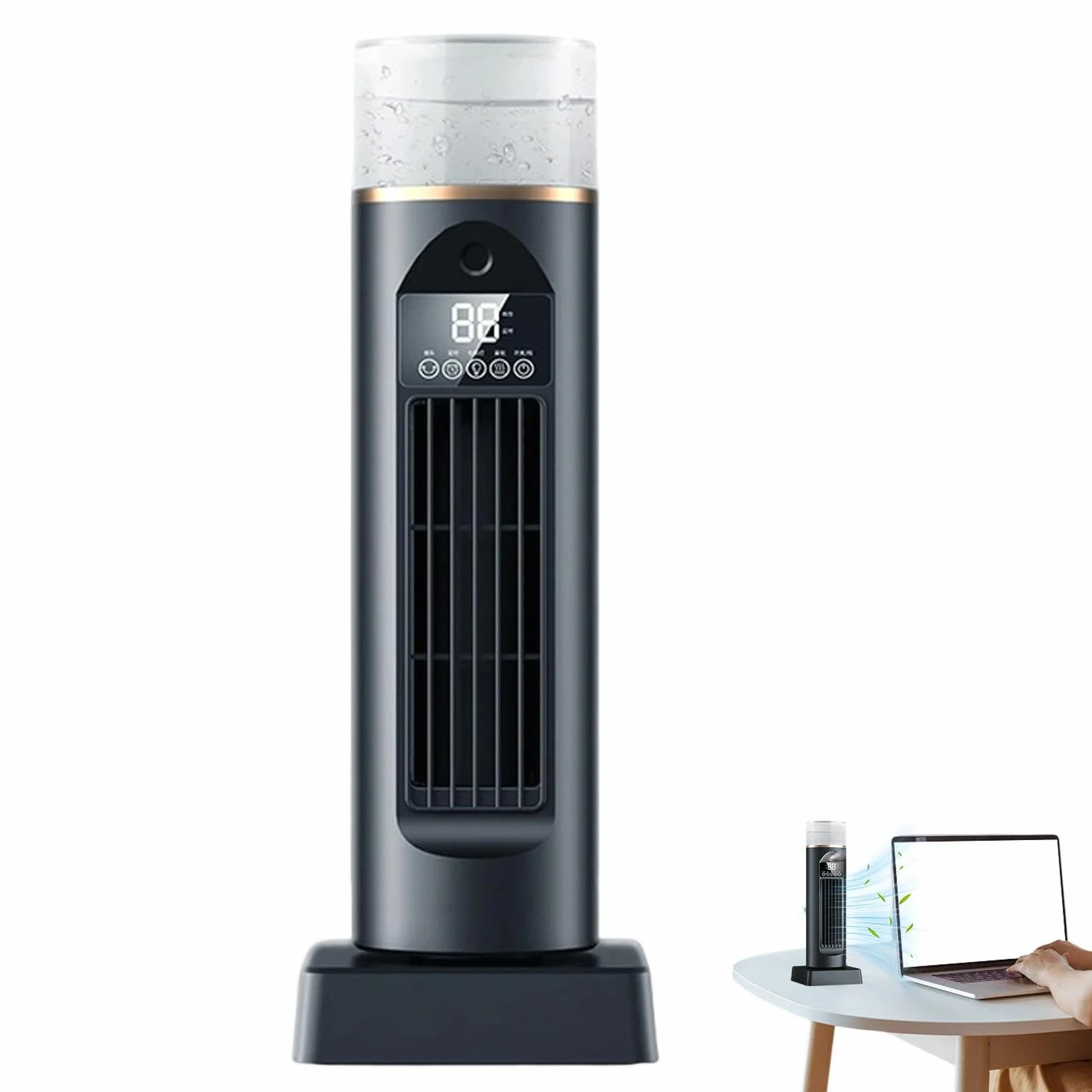 Ventilador De Torre Herramienta Sin Aspas 6 Velocidades, Tanque De Agua | Torre Ventilador Oscilante 110 Grados Para Escritorio Interior Mujeres Y Hombres Hogar Oficina Cocina Dormitorio