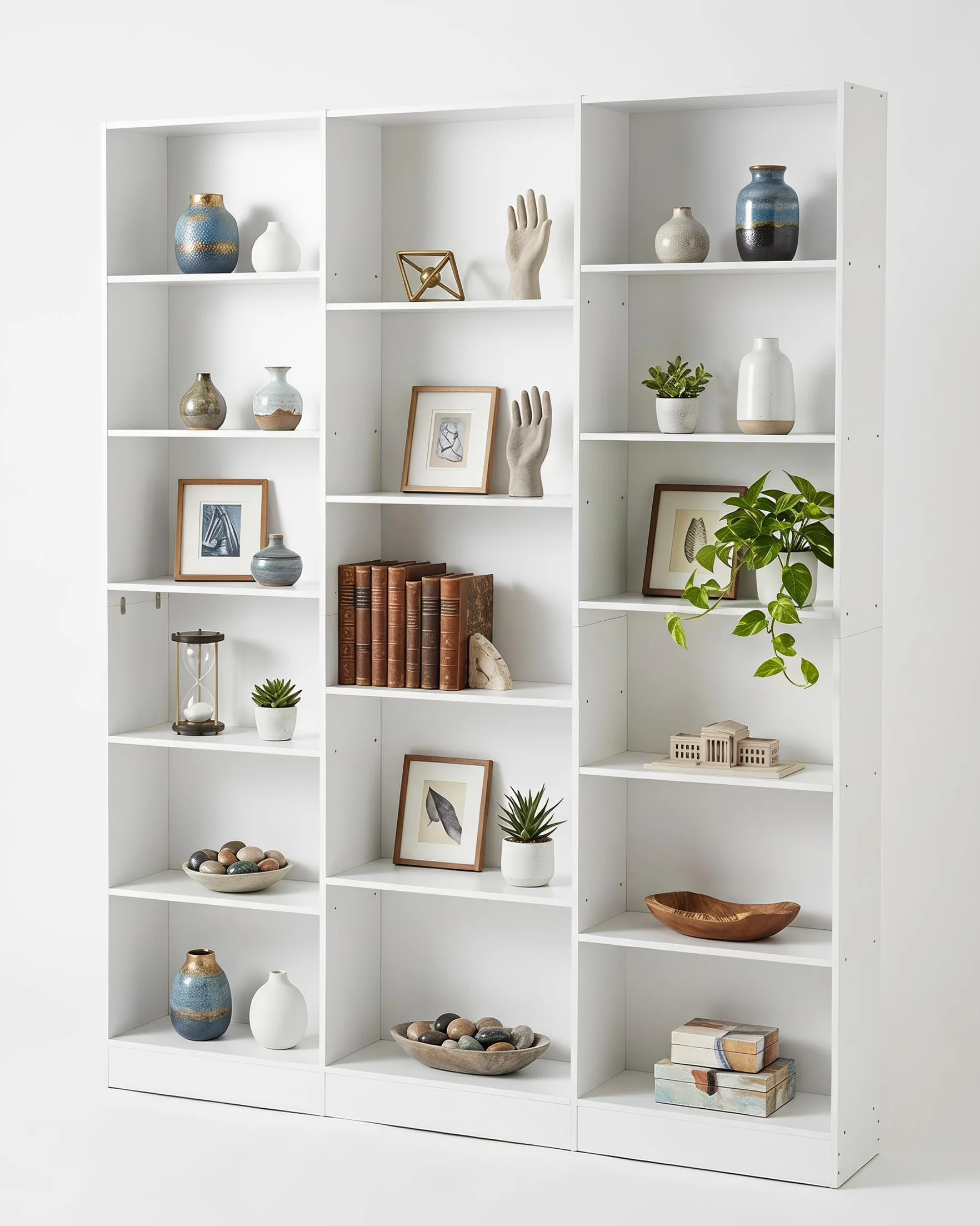 hitsuki Estantería Libros Blanca con 17 Compartimentos Librero Alto Estante para Libros Estantería Modular Mueble Organizador para Salón