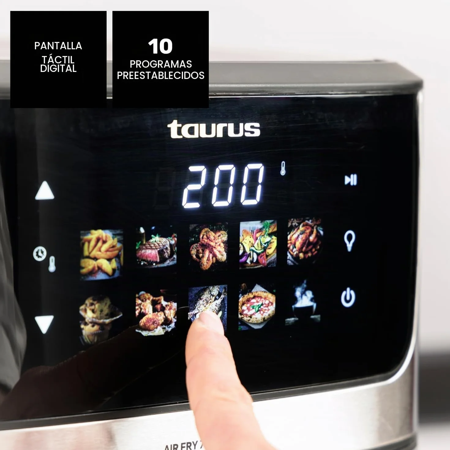 Taurus - Freidora de Aire 6,5L, 1900W, Doble Resistencia, 10 Programas