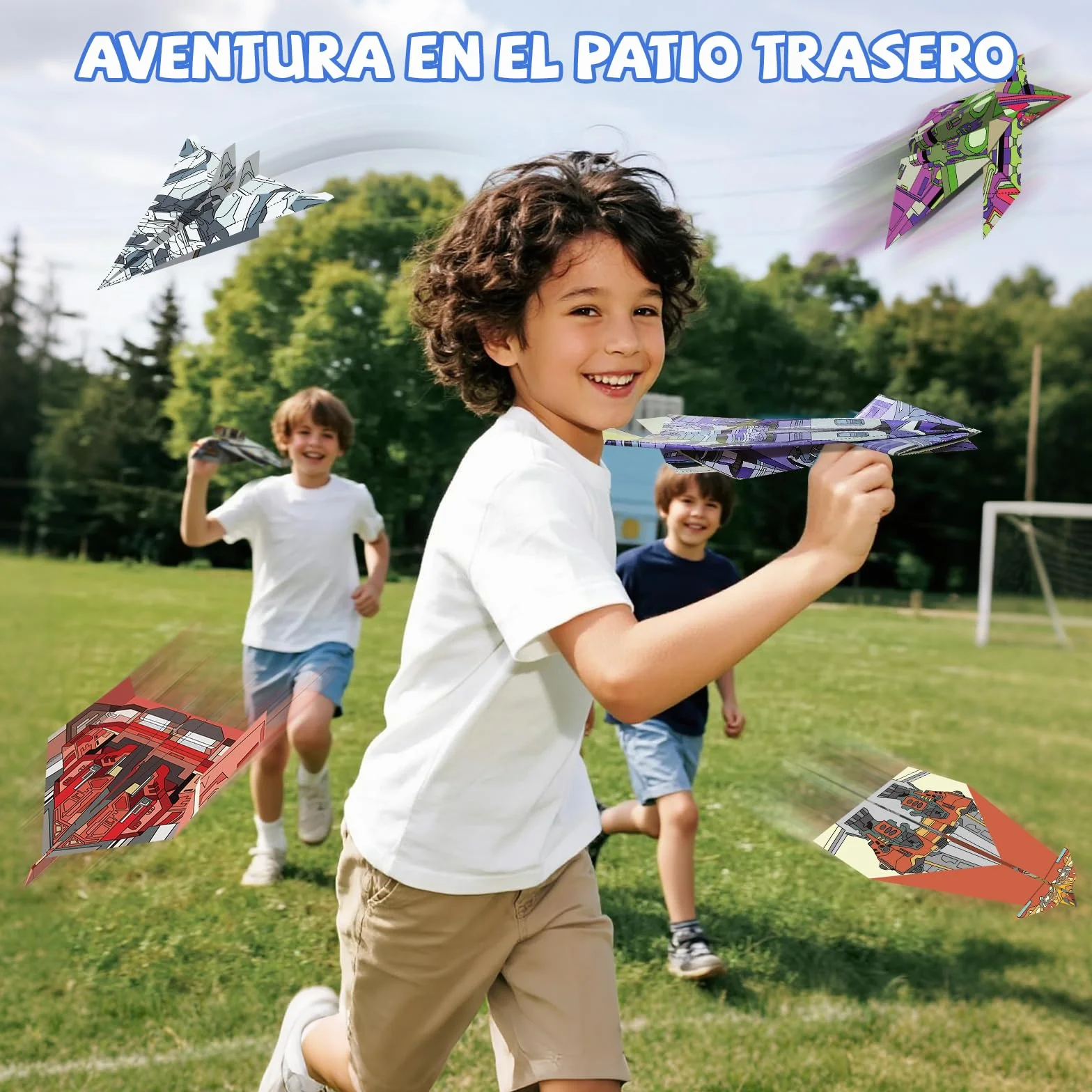 Elfew 48 Hojas Aviones Origami para Niños, Papel Origami Avion Juguete, Papiroflexia Manualidades