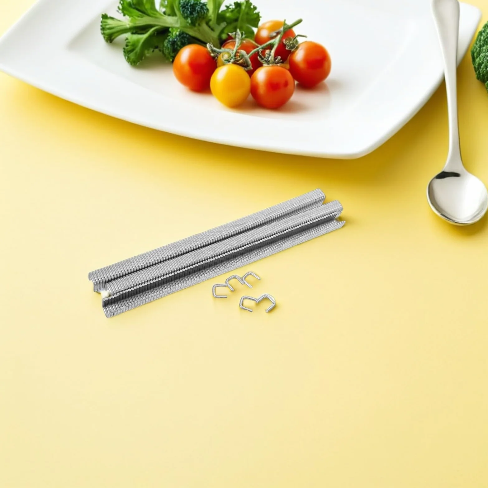 Pinzas de Aluminio en Forma de U para Salchichas, Clips Seguros para Sellar Bolsas de Alimentos, Resistentes y Aptos para Uso en Catering Pequeño