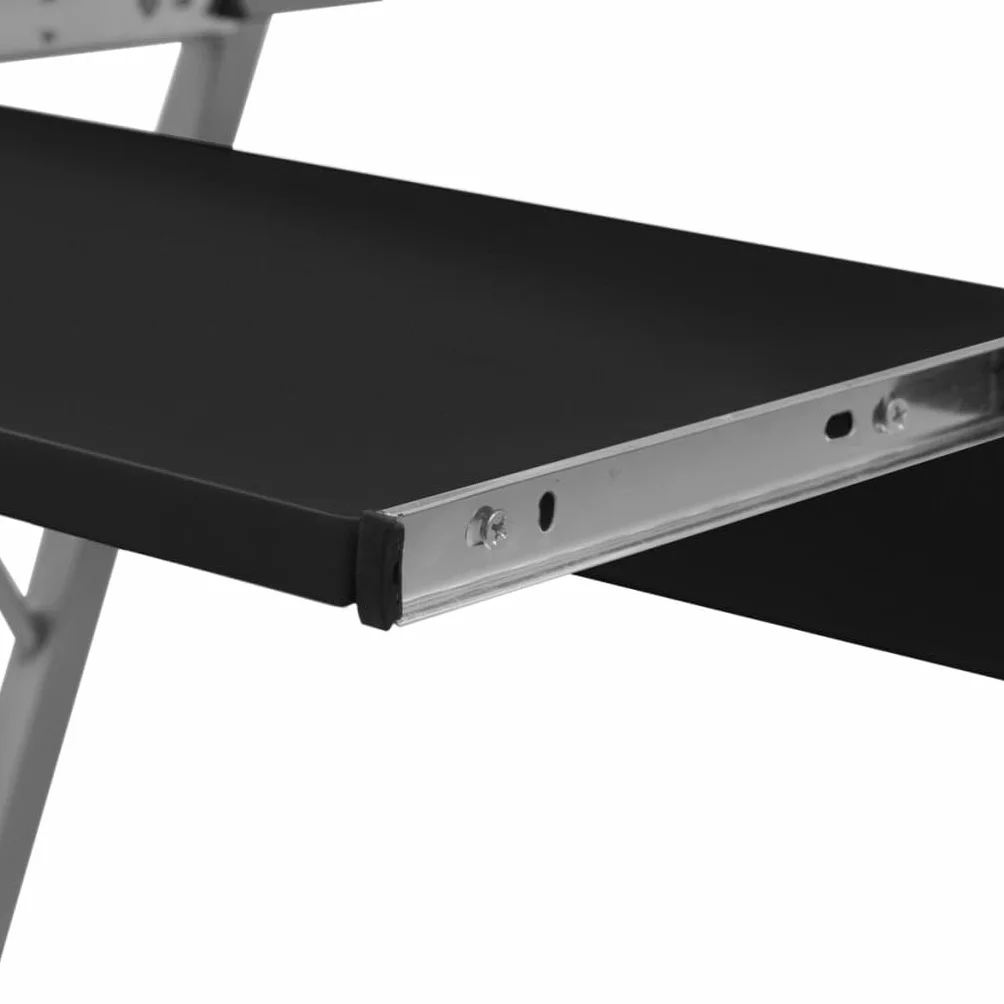 vidaXL Escritorio Compacto de Ordenador con Bandeja de Teclado Negro