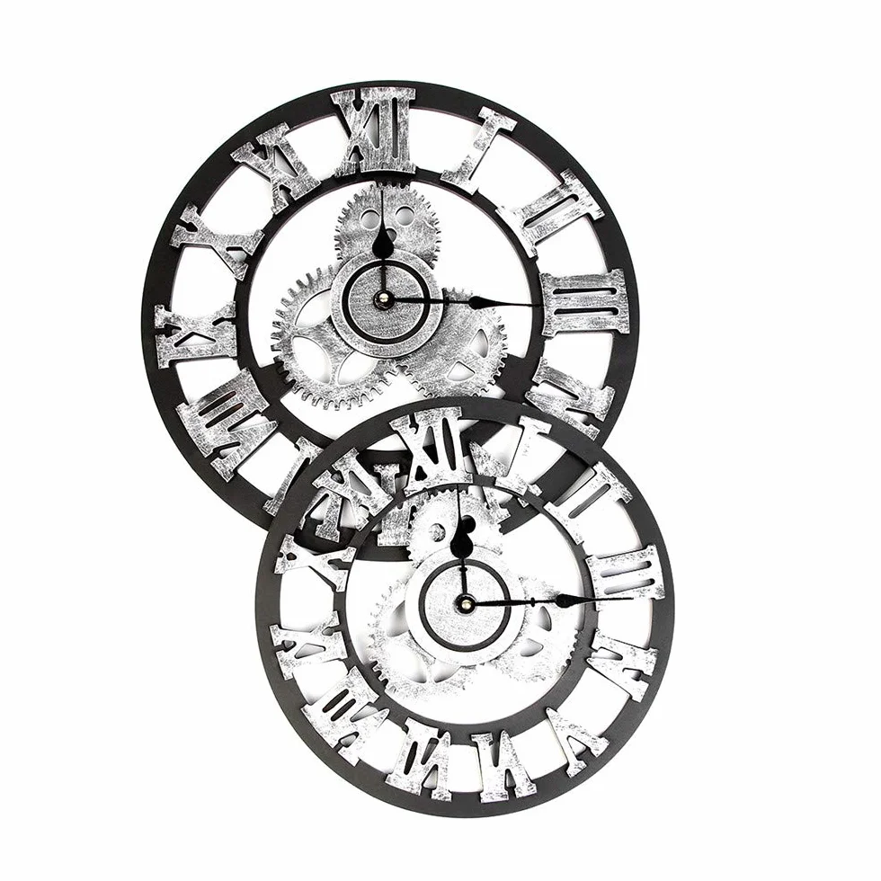Reloj De Pared Estilo Industrial Grande Reloj Retro Steampunk Europeo Gear Wall Decoración para El Hogar