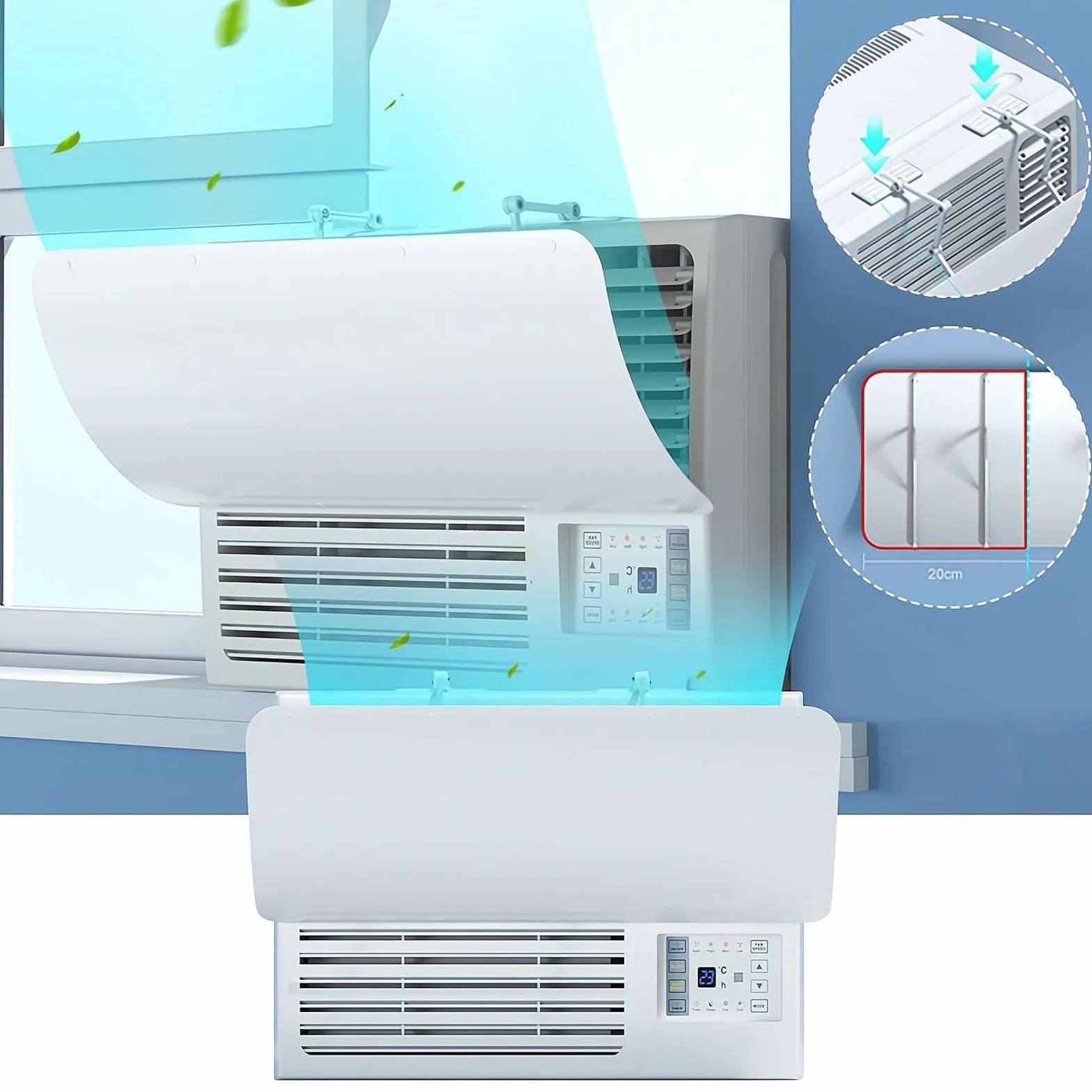 Aire acondicionado de ventana ajustable, guía de aire anticondensación para inquilinos, ideal para sala de estar y dormitorio, solución perfecta para el verano