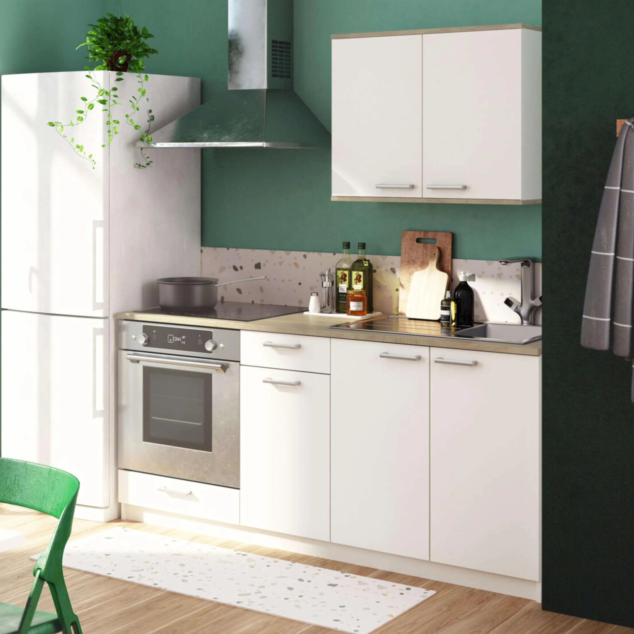 Miroytengo Cocina Modular Completa Blanco Mate y Roble