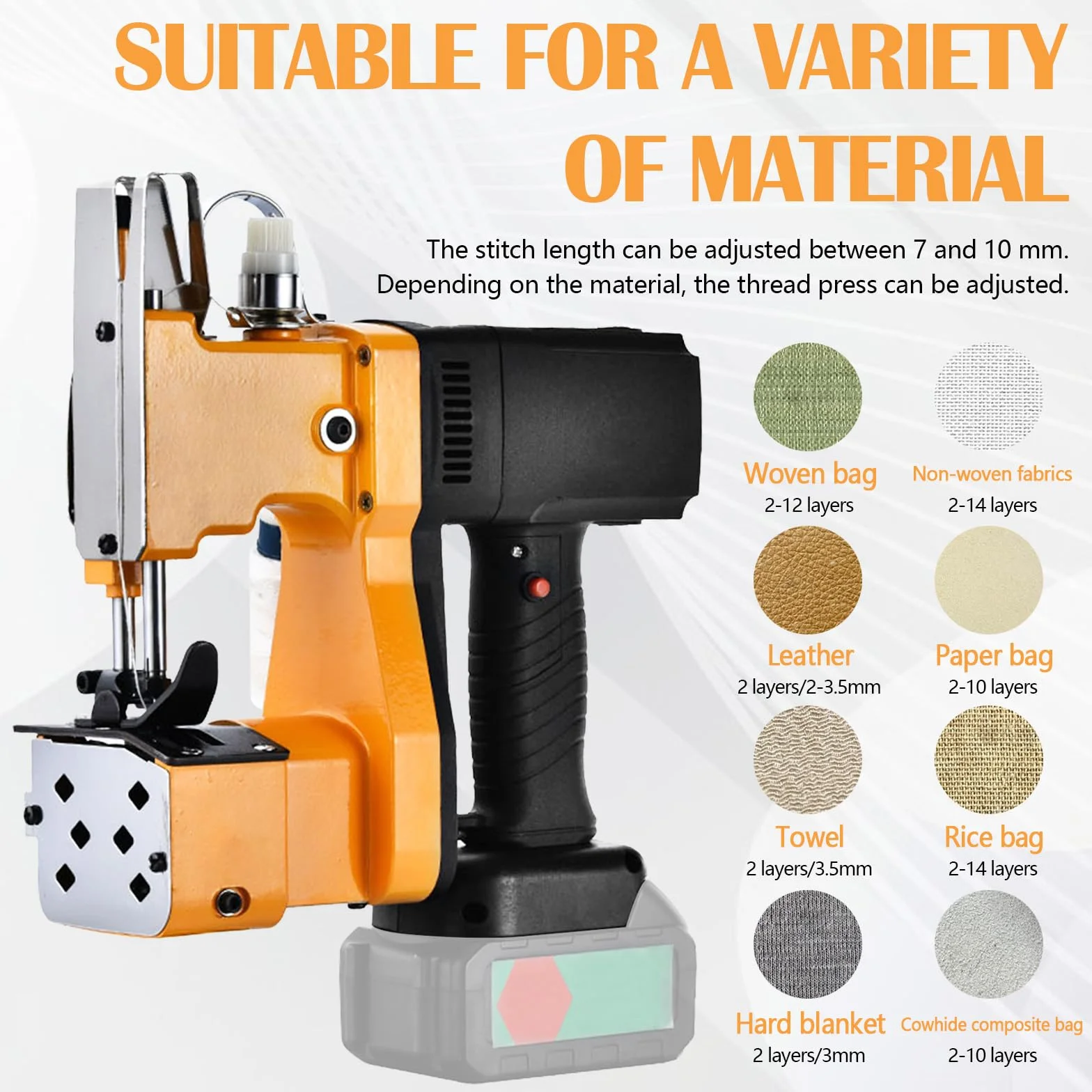 Cosedora de Sacos, Máquina de Coser Portátil para Makita Batería de 18V, Selladora Eléctrica de Costura para Bolsas de Lona, Sacos, Bolsas Tejidas y Bolsas de Papel