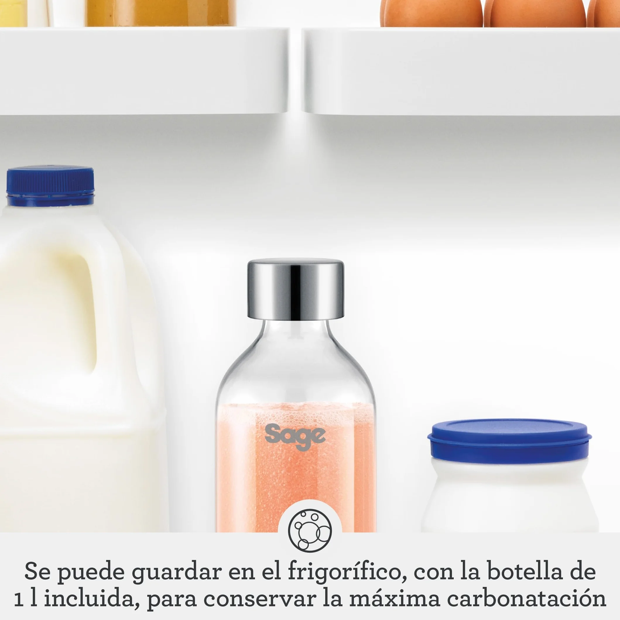 Sage InFizz Fusion Para Hacer Refrescos en Casa - Para Agua con Gas, Zumo, Té, Cócteles y Bebidas Gaseosas, Acero Inoxidable