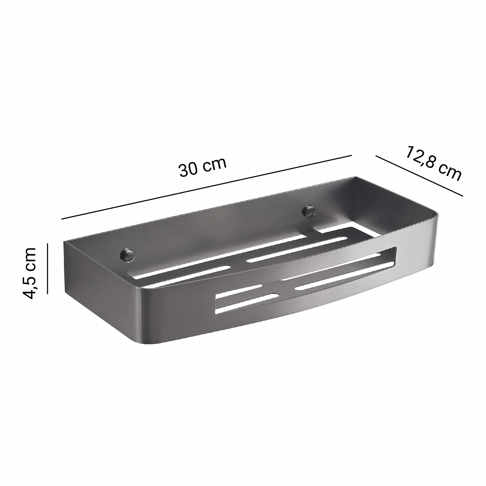 Gedy NERVA Cesta ducha, estante ducha, Acero inox AISI 304, Gun Metal, 30 x 12,8 x 4,5