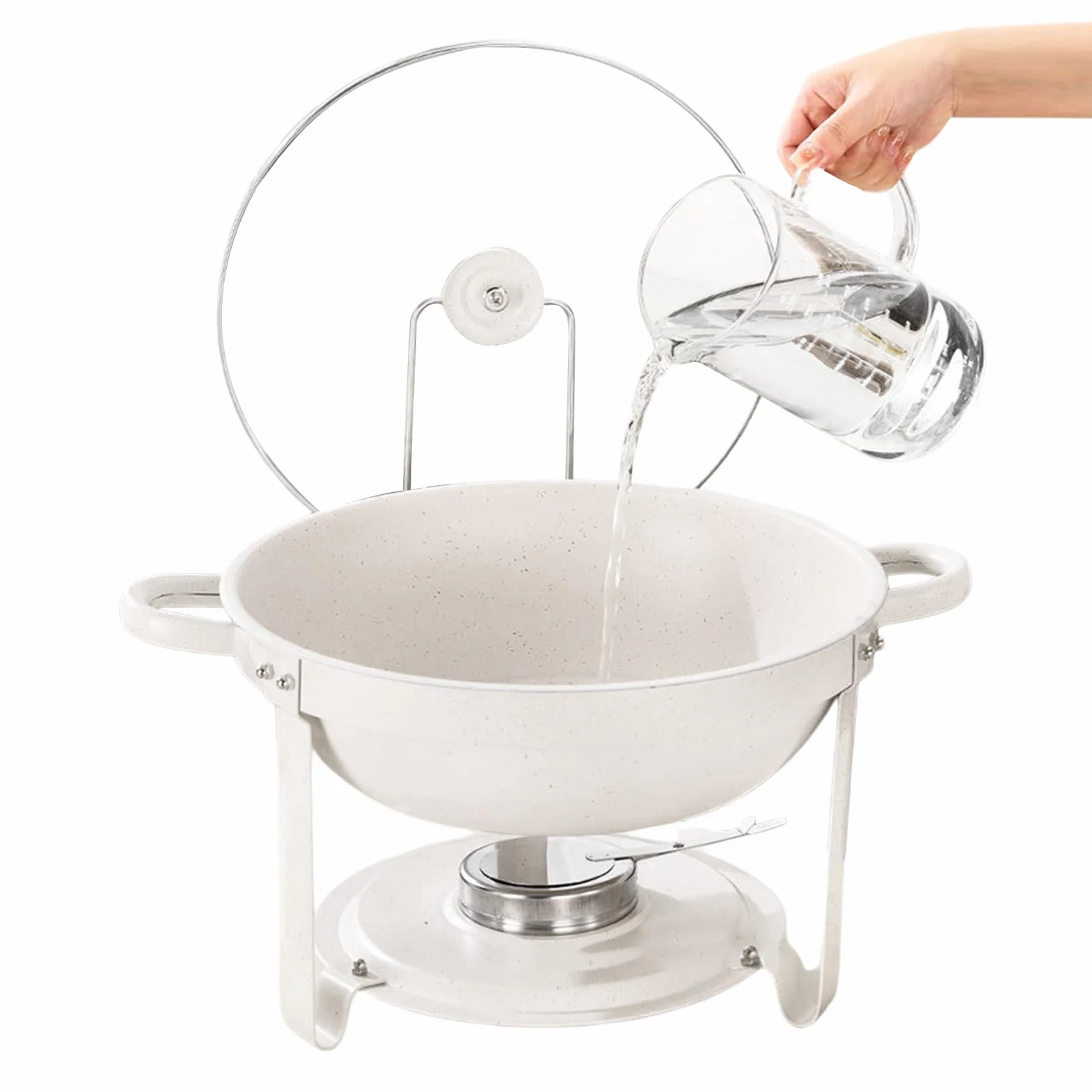 Fuentes de buffet blancas Bandeja Calentadora con Tapa Transparente | Vajilla para Buffet Para Recepciones, Banquetes, Celebraciones de Navidad, Año Nuevo, Pascua, Bodas y Eventos