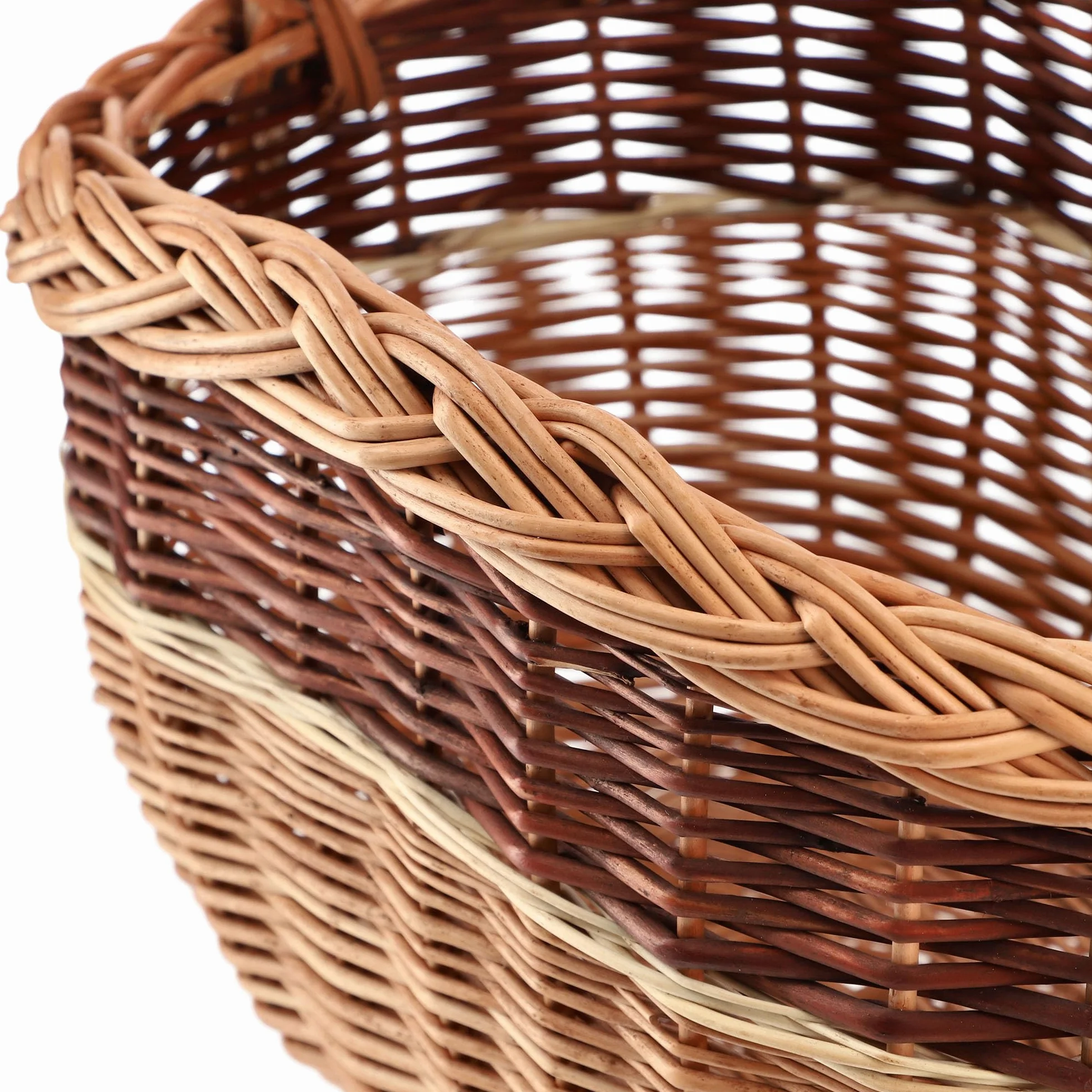 KADAX Cesta de mimbre para setas, compras, picnic, ovalada, marrón, mango de madera de sauce, 43 x 30 x 43 cm