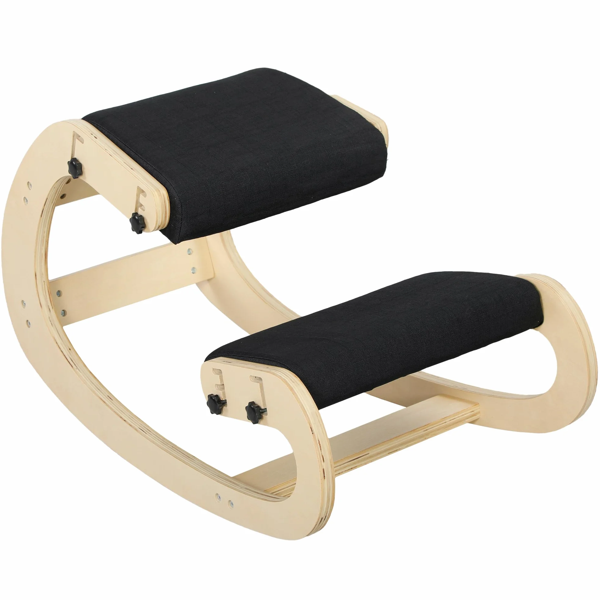 HOMCOM Asiento de Rodilla, Asiento Ergonómico de Madera basculante, Silla de Rodilla ajustable para Oficina en casa, Mejorar la Postura, Dolor de Espalda, Negro