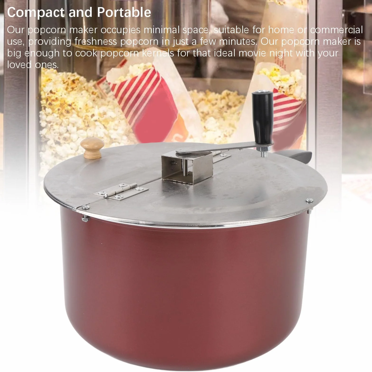 TOPINCN Máquina para Hacer Palomitas de Maíz de Acero Inoxidable — Palomitera Manual Compatible con Estufas — Dispositivo Portátil para Preparar Palomitas Caseras en Cocinas Domésticas