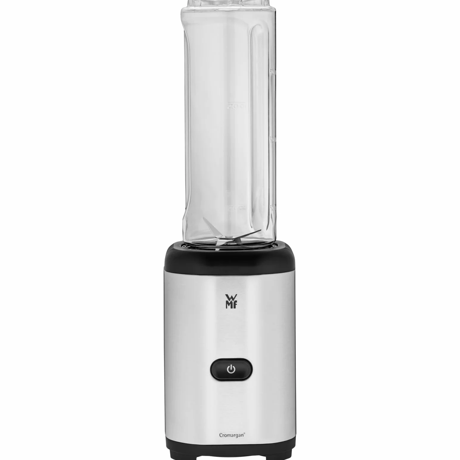 WMF Kult X - Batidora de Vaso Individual Mix & Go Mini, 300 W de 0.6 L de Capacidad y 4 Cuchillas Acero Inoxidable Cromargan, Exterior Acero Inoxidable de Cromargan, depósito de TRITAN libre de BPA