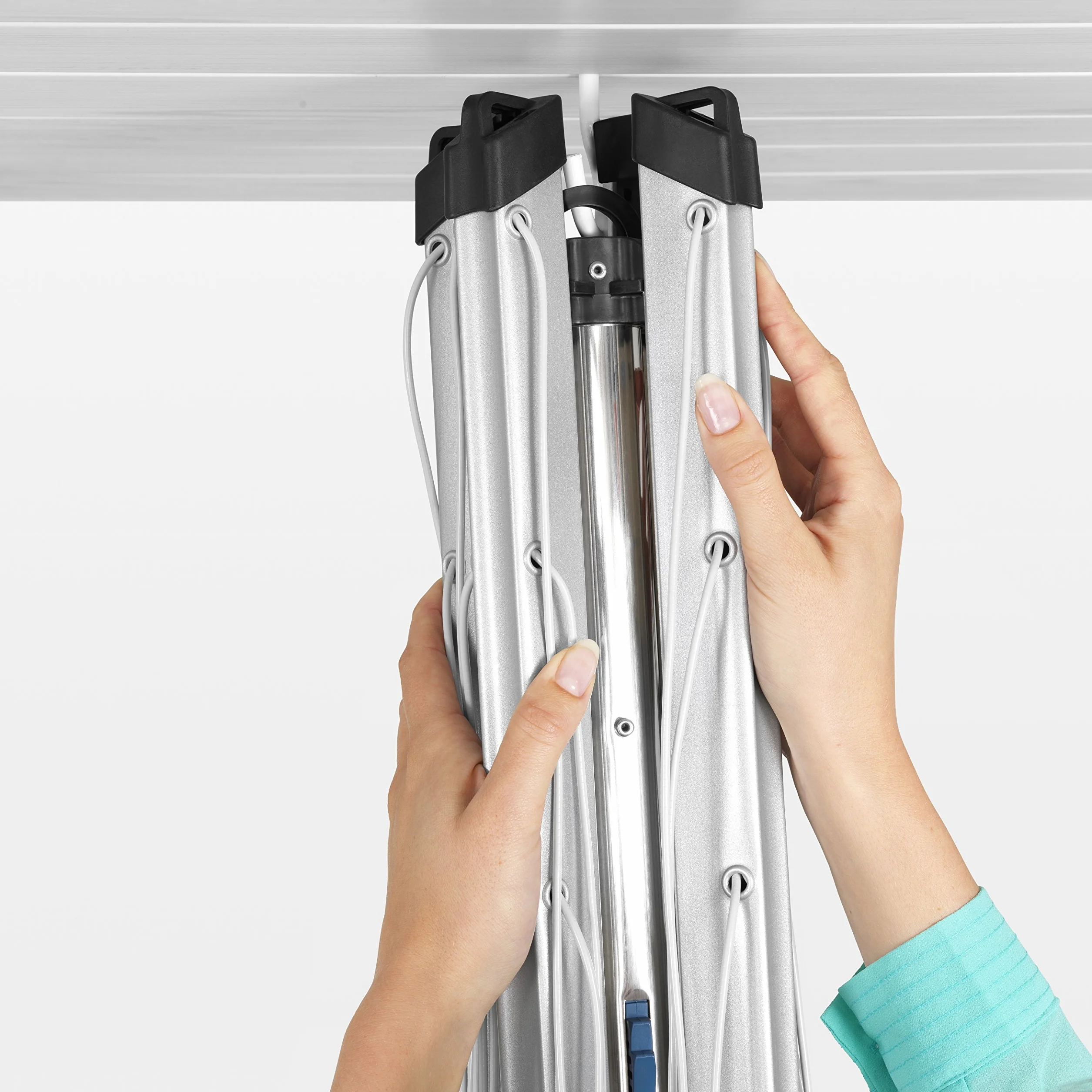 Brabantia - Tendedero Rotary Lift-O-Matic - con Soporte para jardín - Ajustarlo fácilmente a tu Altura - Cuerdas resisitentes a los Rayos UV - Antideslizantes - Metallic Gris - 50m
