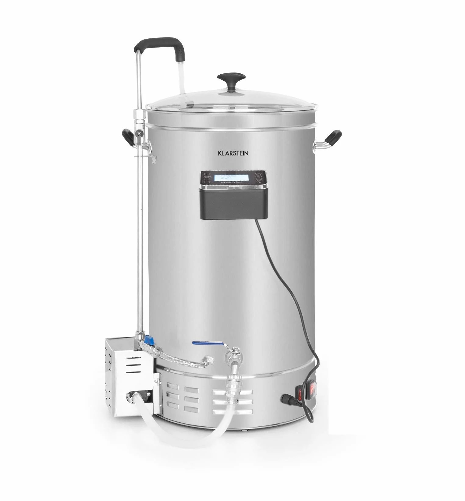 Klarstein Brauheld Pro - Fermentadores cerveza, Fabrica cerveza artesanal, Máquina cerveza artesanal, Temporizador 1-99 min, 30-100 °C, Acero inoxidable, Recipiente grano extraíble, 45 L, Plateado