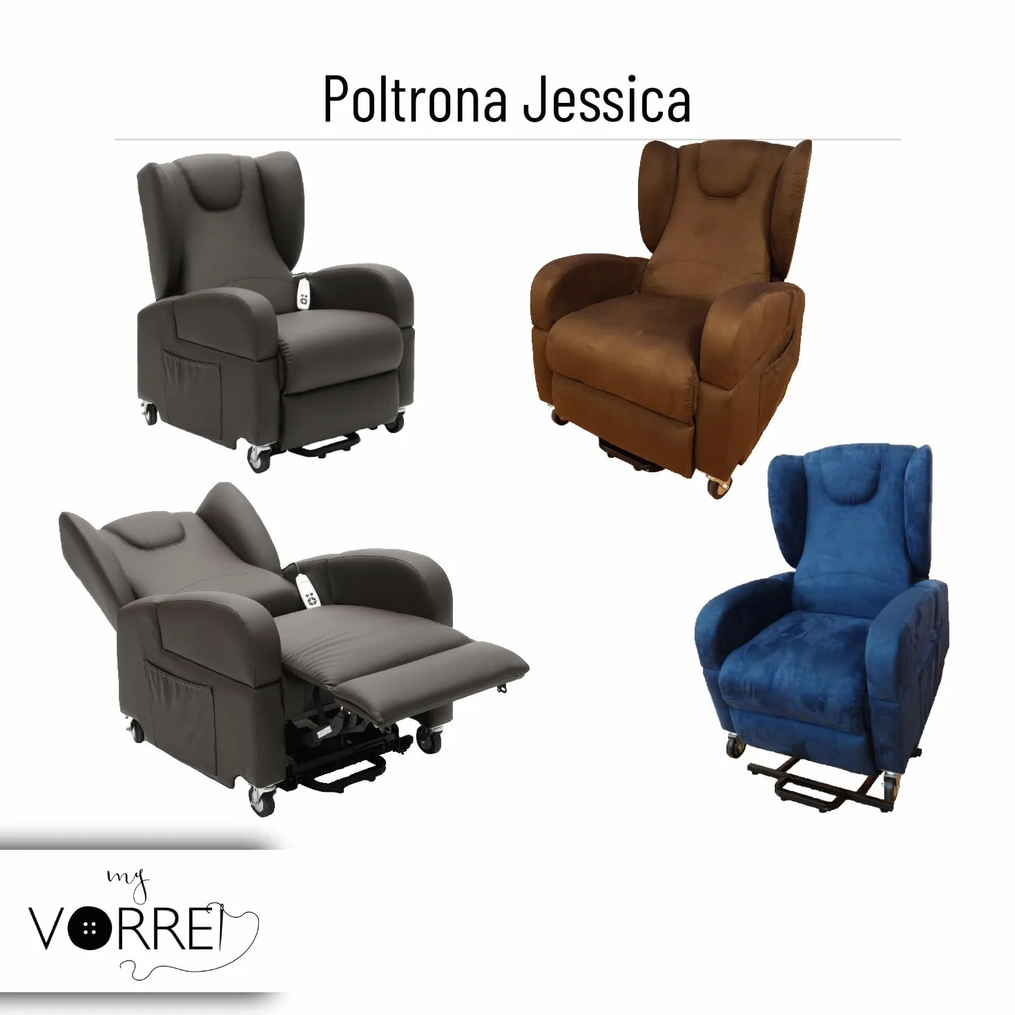 Sillón Relax 2 Motores Apoyabrazos Extraíbles Asa Trasera 4 Ruedas Revestimiento Microfibra Dispositivo Médico Clase 1 Jessica