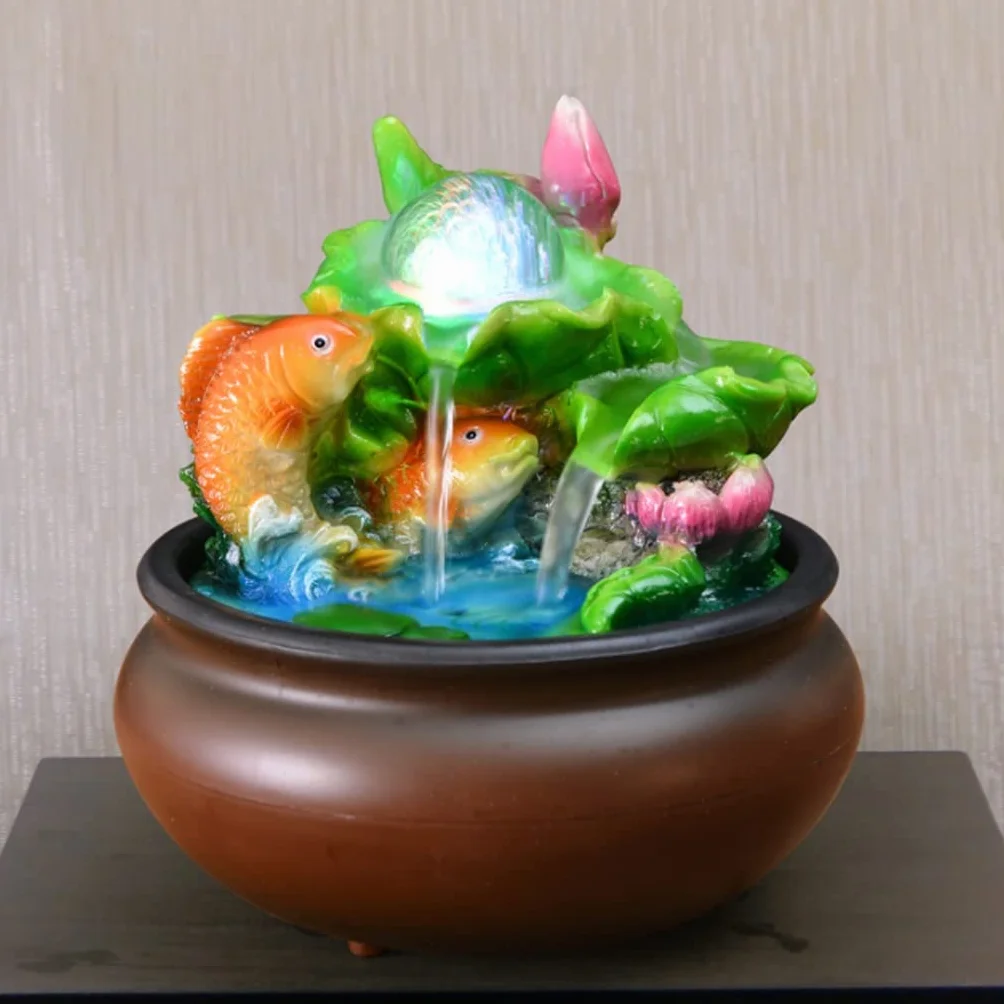 Fuente Cascada Fuente De Mesa para Interiores, Cascada, Pequeña Fuente De Agua Relajante con Luz LED, Decoración De Características De Agua De Escritorio Objeto Portafelicidad