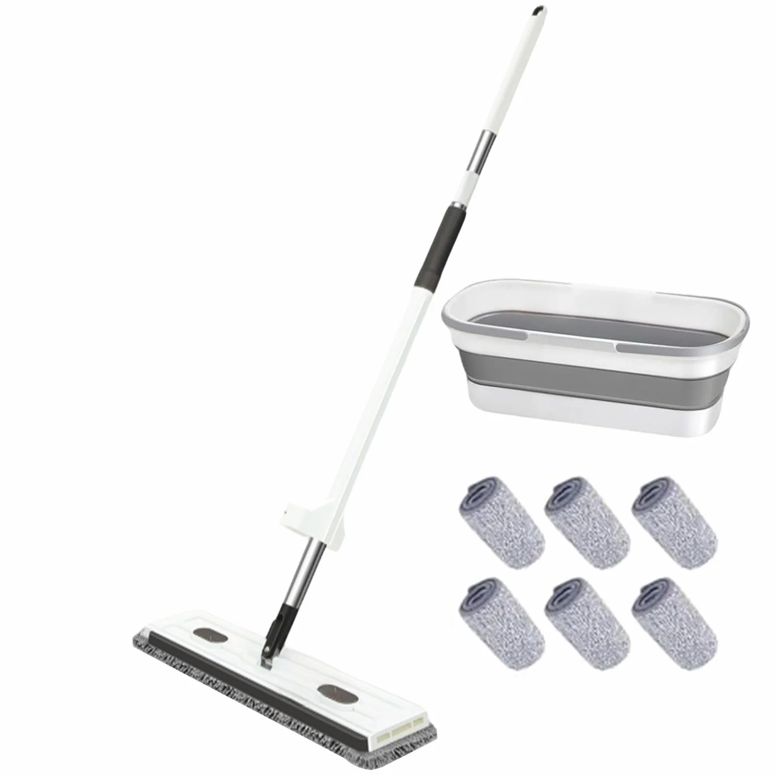 Fregona Platos Para El Piso - Fregona Y Cubo | Herramienta Más Limpiador De Pisos | 360 ° Herramienta De Limpieza Doméstica De 360 ° Con Mango Largo Para Madera Duro, Azulejos