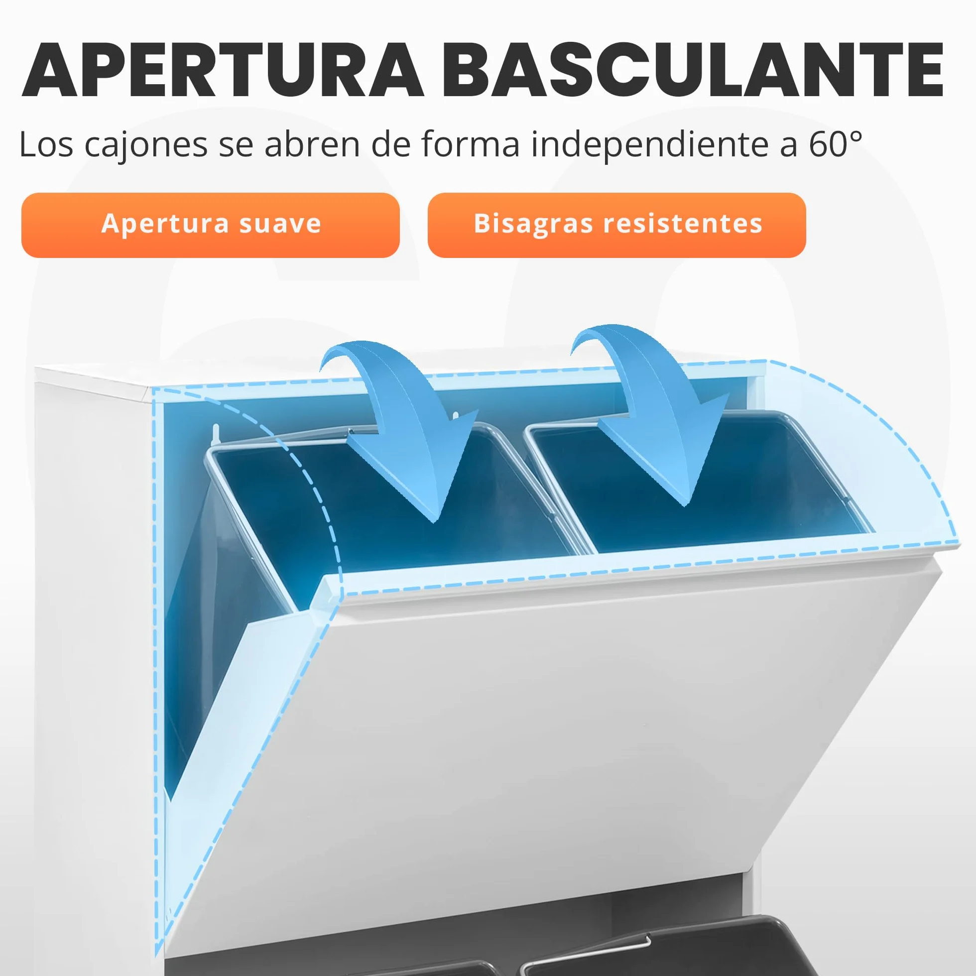 JUPPLIES Cubo de Basura Cocina Reciclaje de Acero con 4 Compartimentos | 4x17 (68L) | Mueble Contenedor de Reciclaje Metálico con 2 Cajones Abatibles para Casa u Oficina | 90,5x58,5x52cm