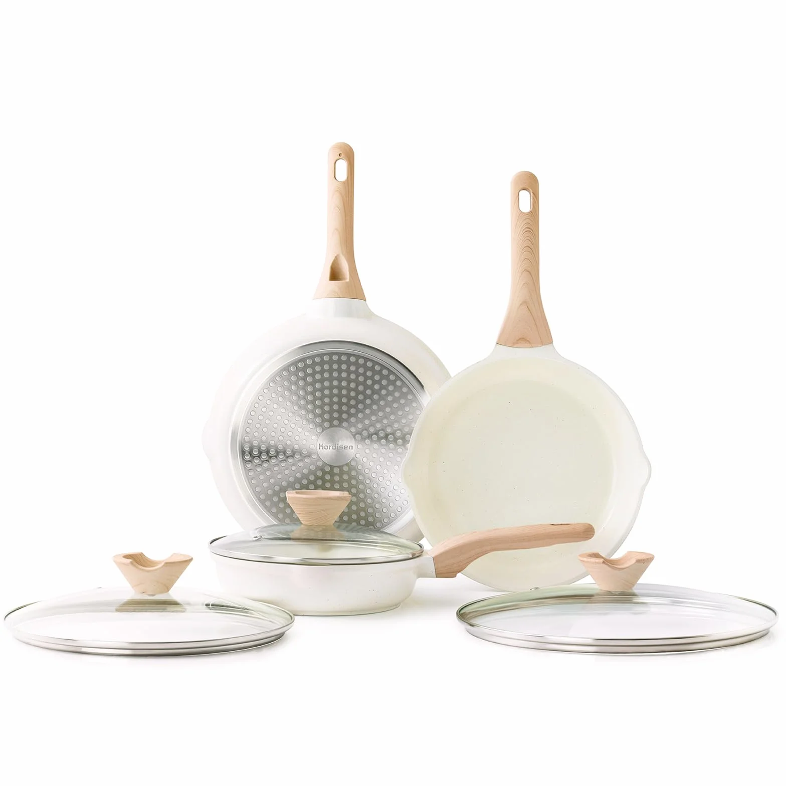 Kordisen Sartén Cerámica Juego con Tapa 20/24/28 cm, Sartén Antiadherente Inducción, Saludable y No Tóxica, Sin PFOA y PFAS