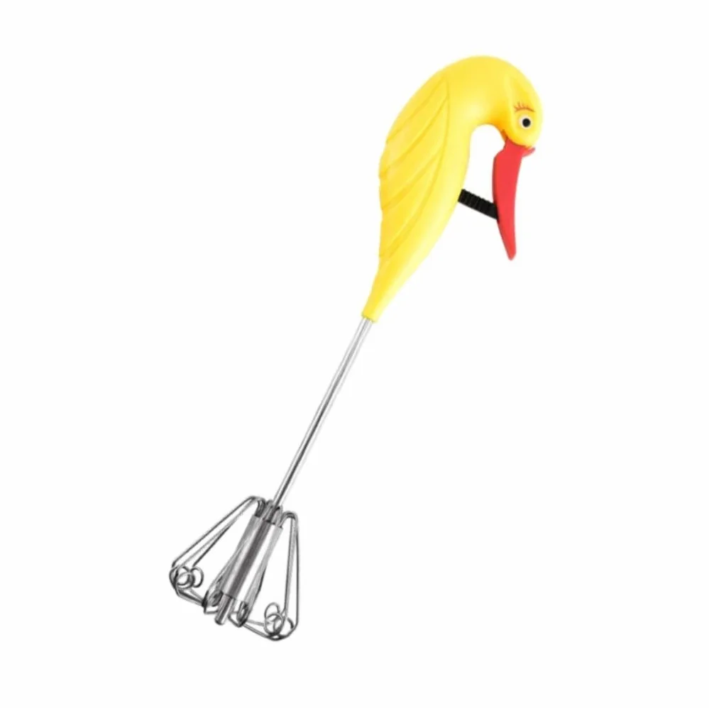 Batidor Huevos Batidor De Huevos Semiautomático Acero Inoxidable For Cocina, Mano, Rotación Manual Prensa Utensilios Cocina(Yellow)