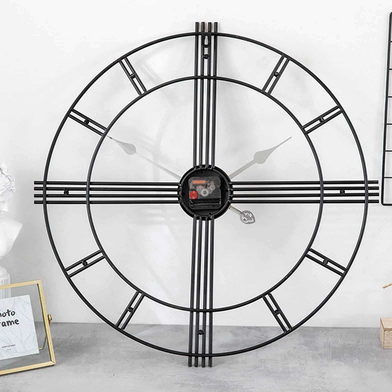 Reloj de Pared para Sala de Estar, Reloj de Pared Grande de Metal 3D Retro, Reloj Decorativo de Arte de Pared silencioso Que no Hace tictac, Reloj de Pared de Estilo Industrial par