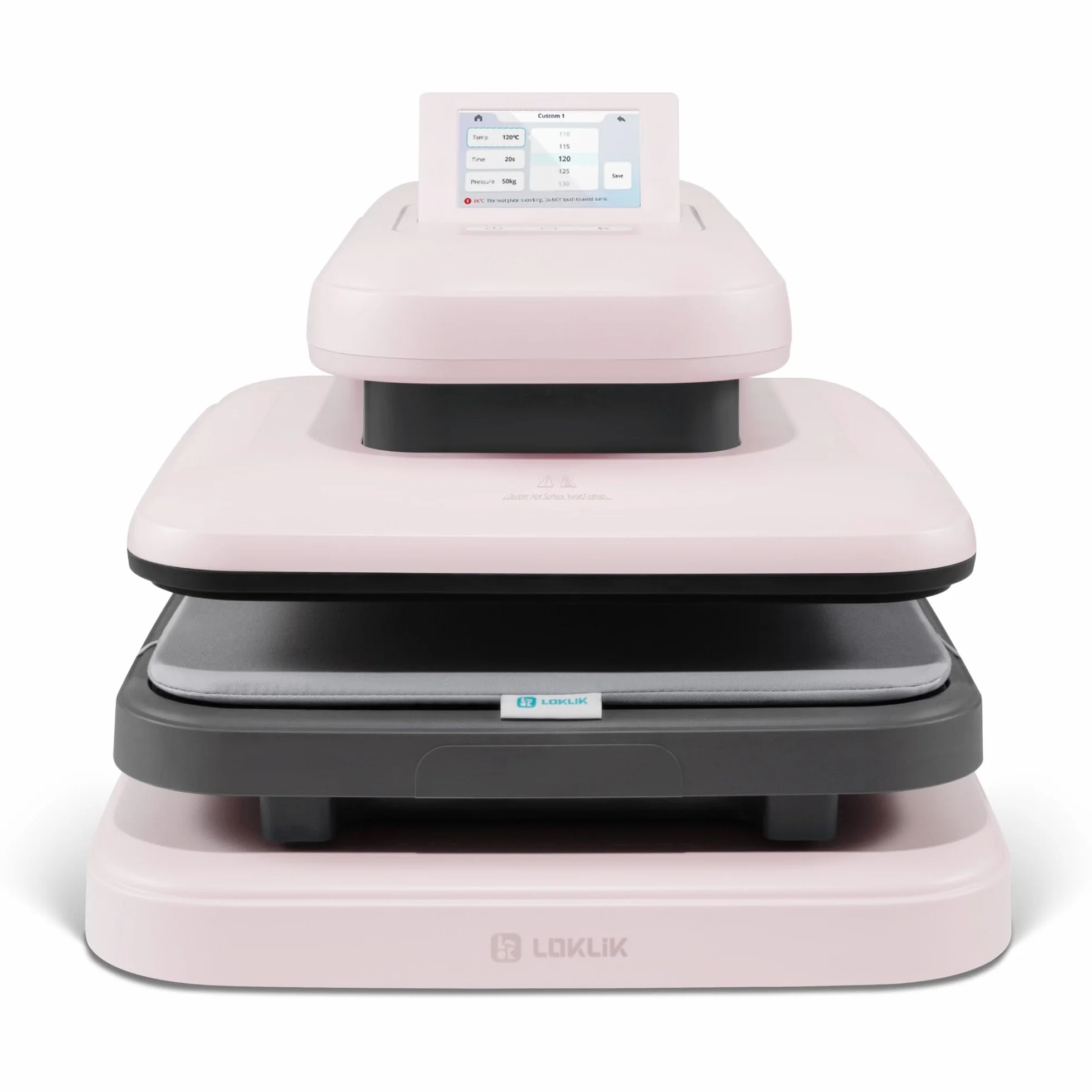 LOKLiK ImPress Auto 2 Smart - Transferencia automática para personalizar camisetas, sudaderas, mantas, toallas, bolsas de mano, sacos y otros textiles - Prensa térmica para vinilo (Rosa)
