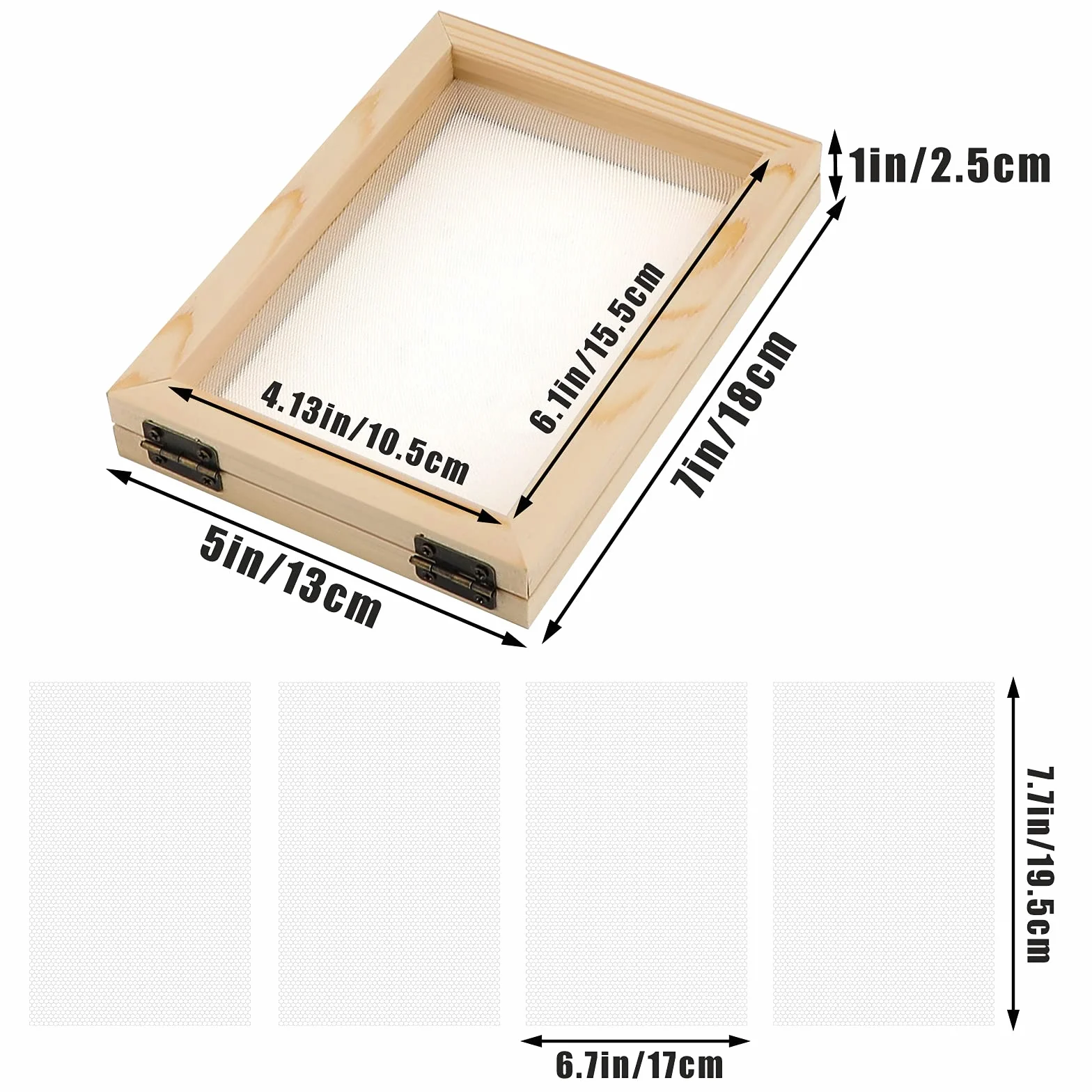 LUTER Kit de fabricación de papel de madera 5 piezas molde marco malla manualidades bricolaje flores secas