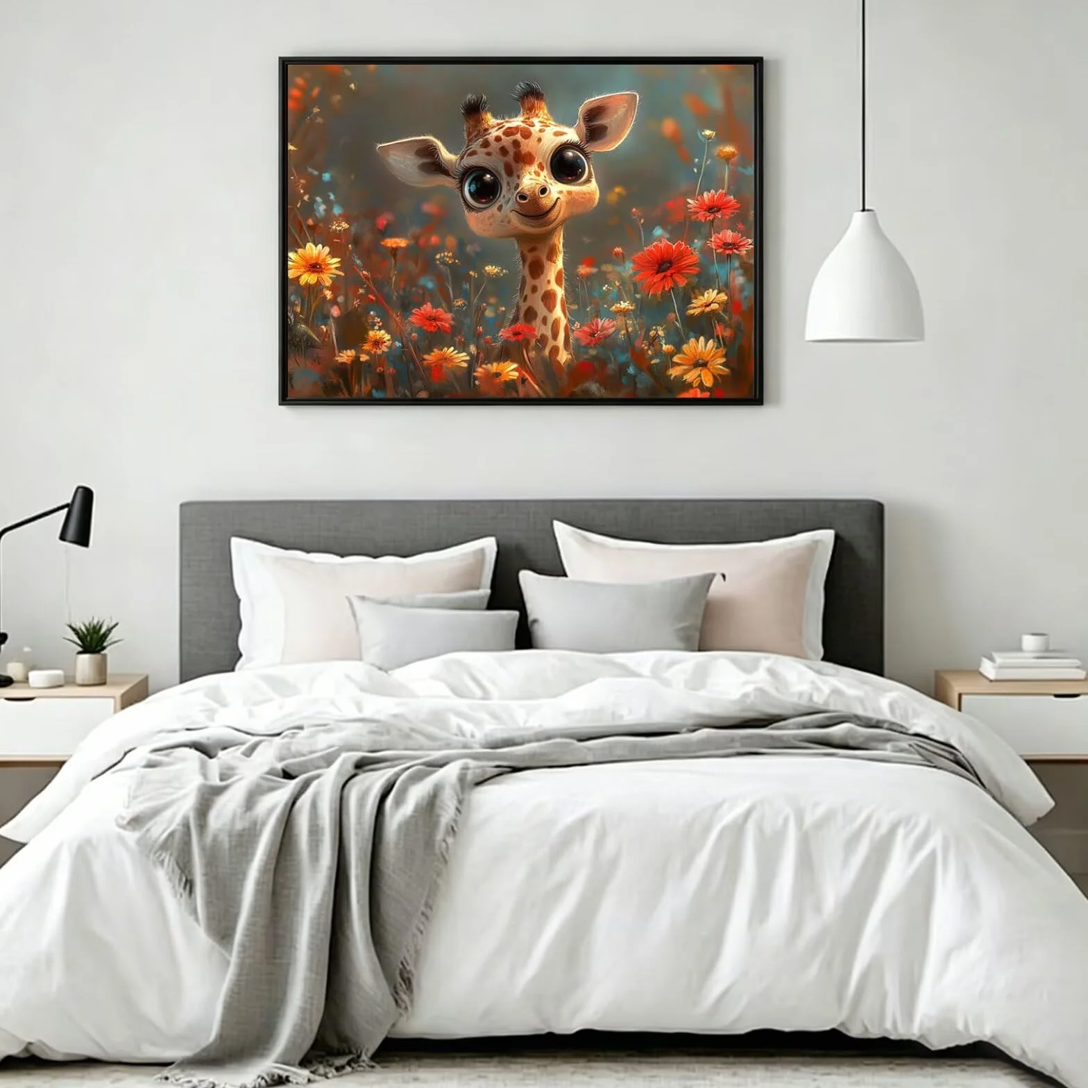 Pintar por Numeros jirafa Pinturas Acrilicas dibujos animados Pintura por Numeros Lienzos para Pintar, Pintura Acrilica Manualidades, Decoración Hogar, Regalos Cumpleaños, 70x90cm Sin Marco, q-978