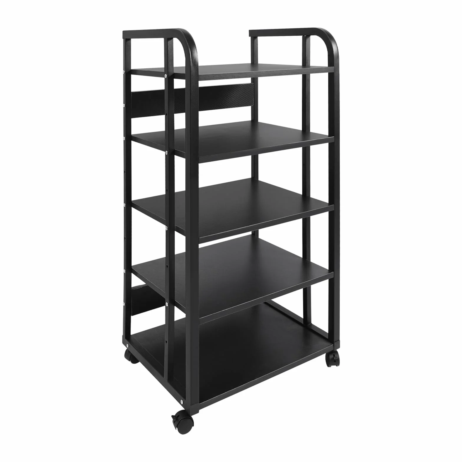 Soporte para medios AV de 5 niveles, color negro, soporte de componentes estéreo, soporte de componentes estéreo, para el hogar, oficina, teatro y tiendas, 50 x 40 x 100 cm