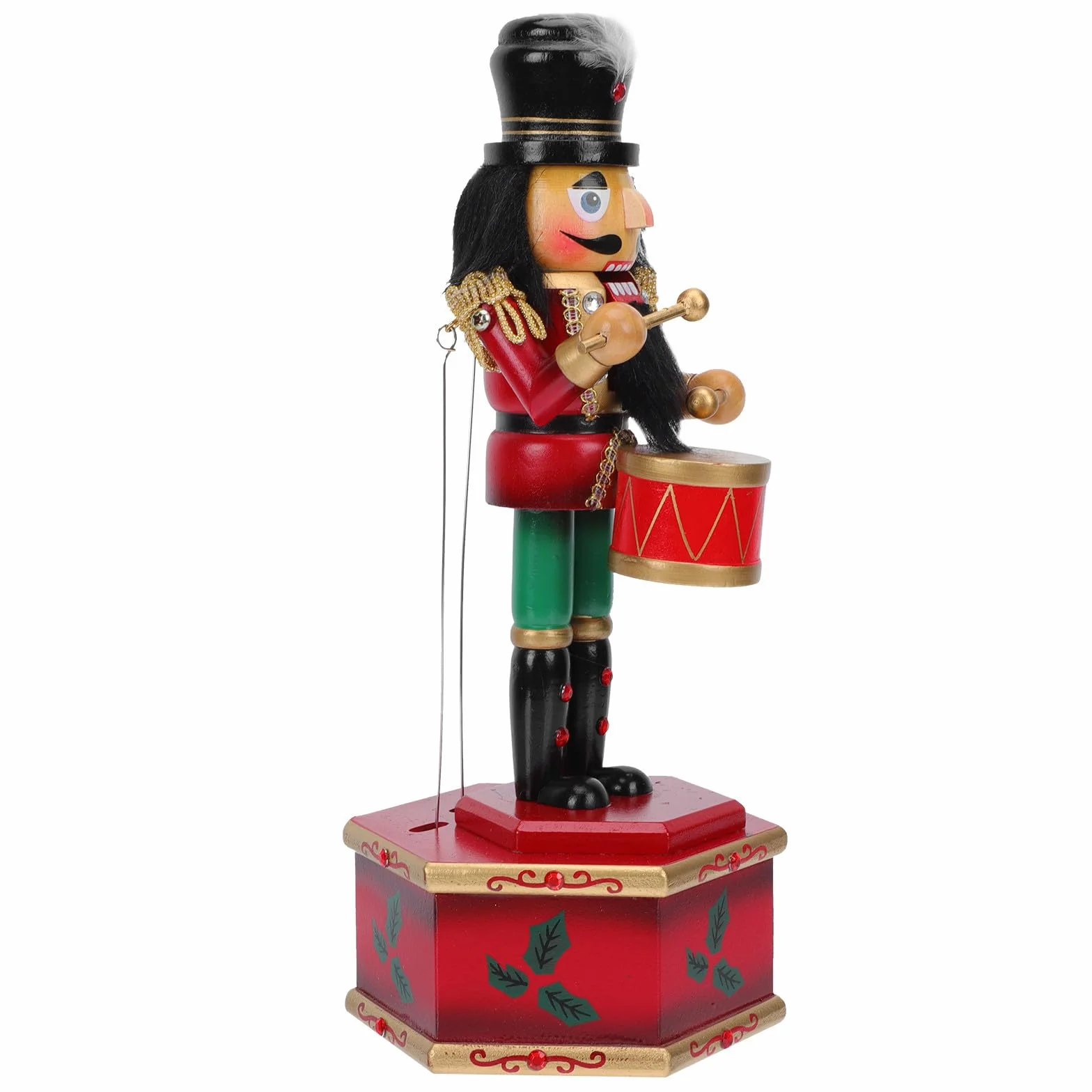 IMIKEYA Caja de Música Decorativa de Madera Cascanueces Negro, Reproducción de Melodías y Diseño Creativo para Oficina y Fiestas Navideñas