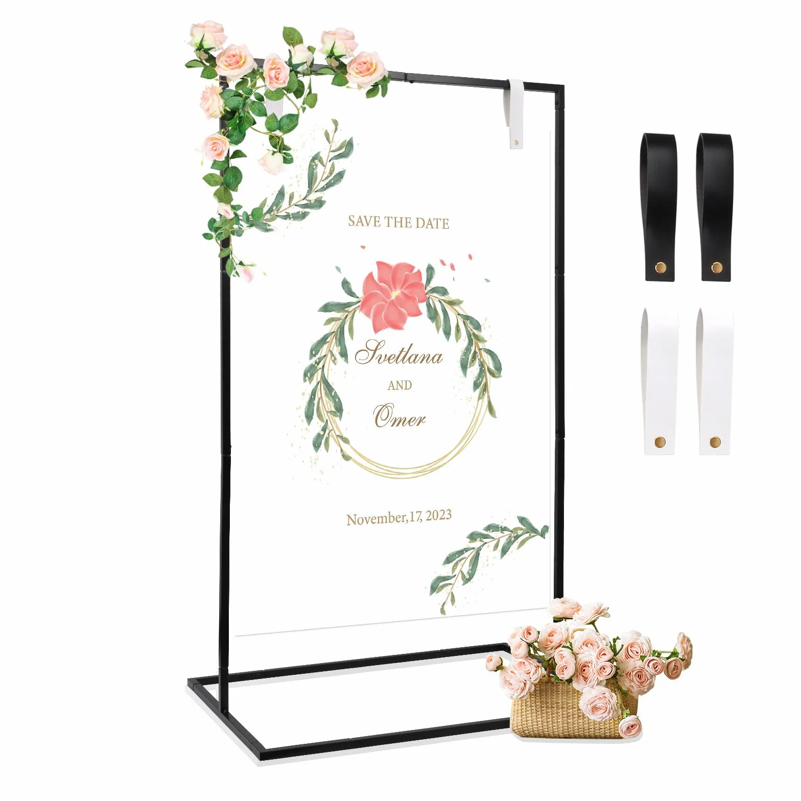 Caballete para Cartel de Boda, 123x73x53cm Soporte Resistente para Letreros Bienvenida de Boda de Metal, Soporte de Exhibición de Caballete para Pintar, Presentaciones, Carteles, Exhibiciones de Arte