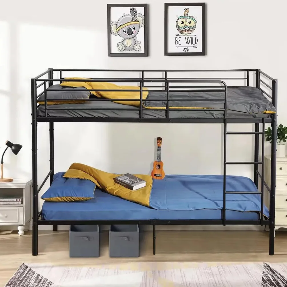 Literas para Niños, Juveniles y Adultos, Estructura Metálica con Escalera y Barandillas, Convertibles en Camas Gemelas, 90x200