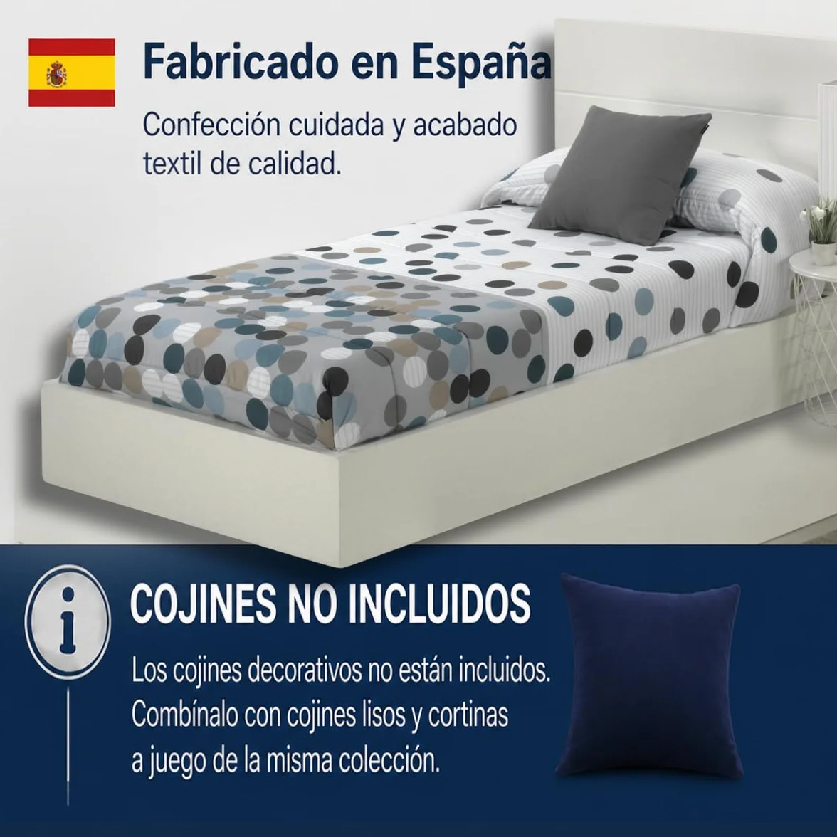 Lanovenanube Edredón Ajustable Vilma Gris Cama 120, 100% Microfibra 250g | Tacto melocotón, ajuste al colchón y uso para épocas de frío. Largo 190/200 cm. Fabricado en España. No incluye cojines