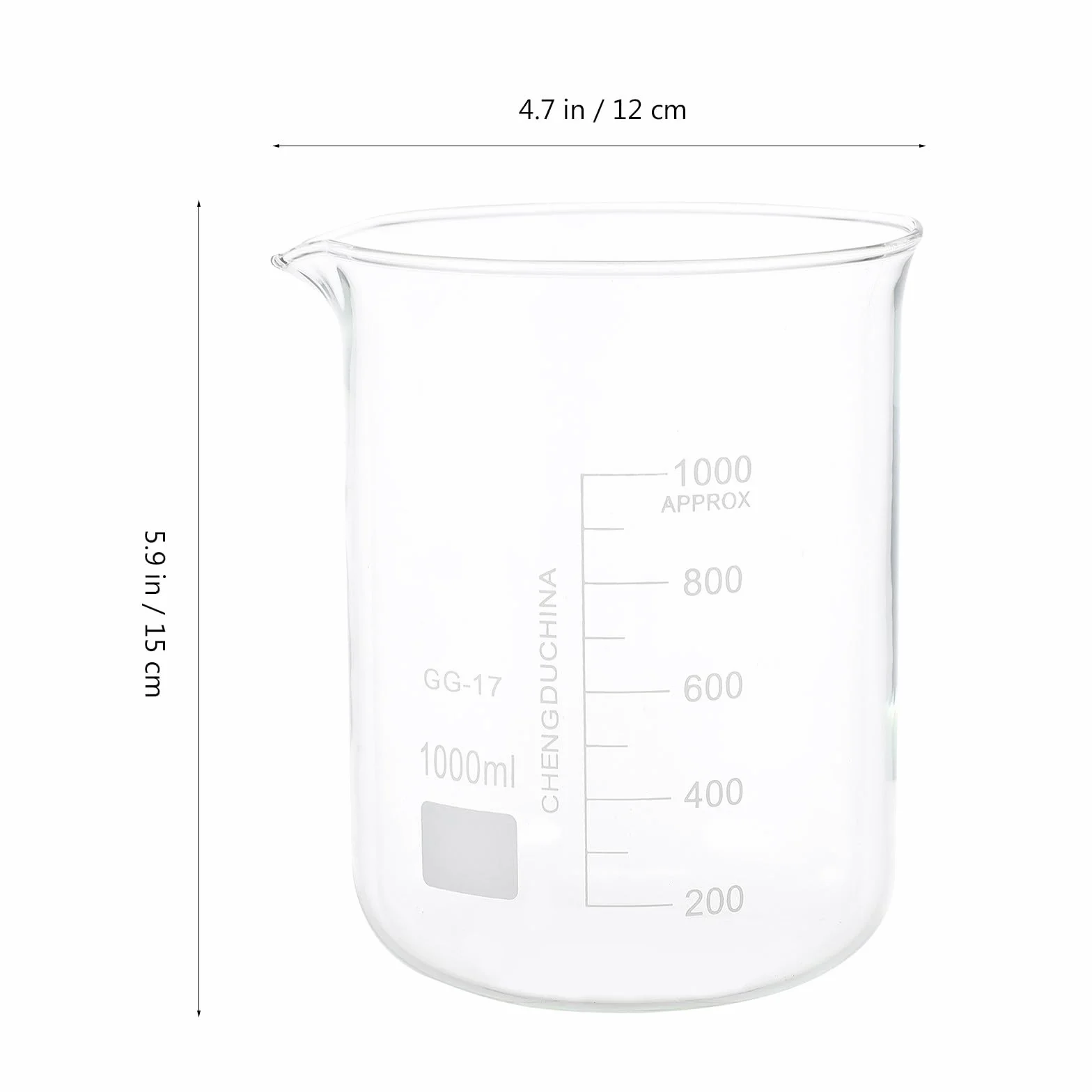 Vasos de Precipitado de Vidrio 5 Piezas para Laboratorio | Vasos de Vidrio, Porta Líquidos a Escala, Graduados, Vaso de Transparente, Taza Medidora Decoracion Colegio