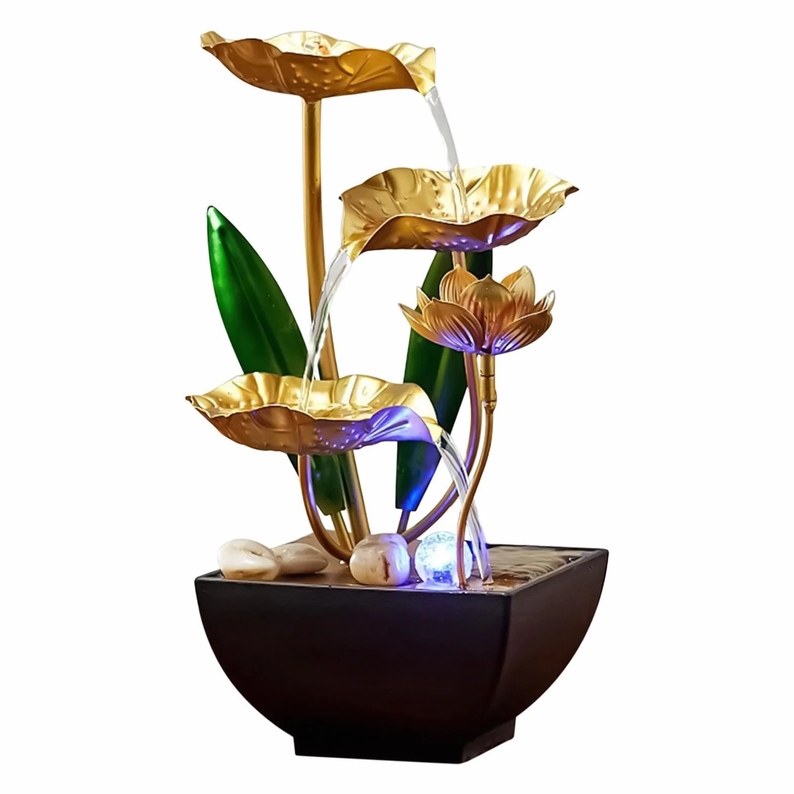 Pequeña fuente interior de agua Lámpara relajante zen serena mini para mesa | Fuente De Agua Relajante Para Escritorio Sonido relajante , luz suave, meditación para salón, oficina, hote