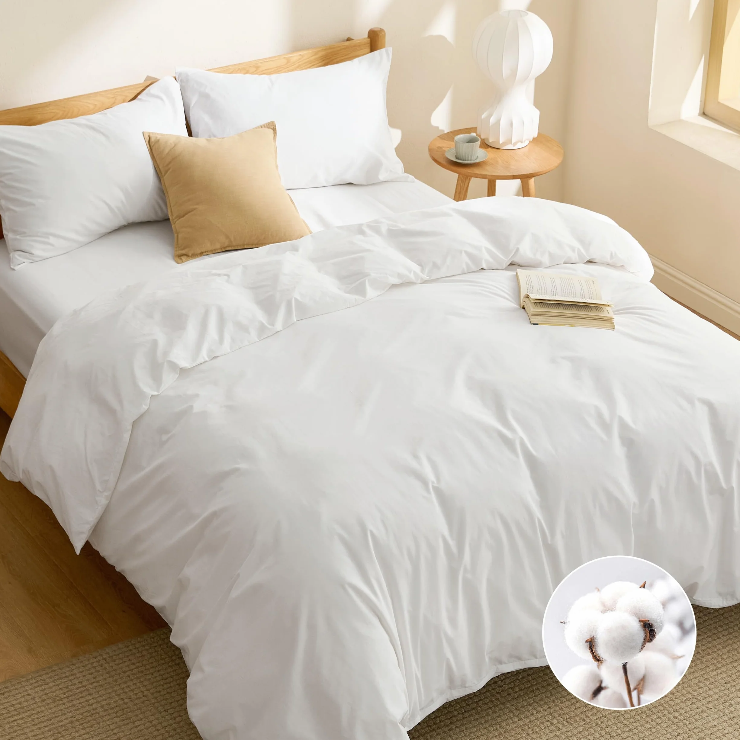 Bedsure Funda Nordica Cama 180 - Funda Nórdica Algodón Cama 180, Juego de Funda de Edredón 260x240 cm y 2 Funda de Almohada 50x75 cm, Funda Nórdica con Cremallera, Certificación Oeko-Tex - Blanco