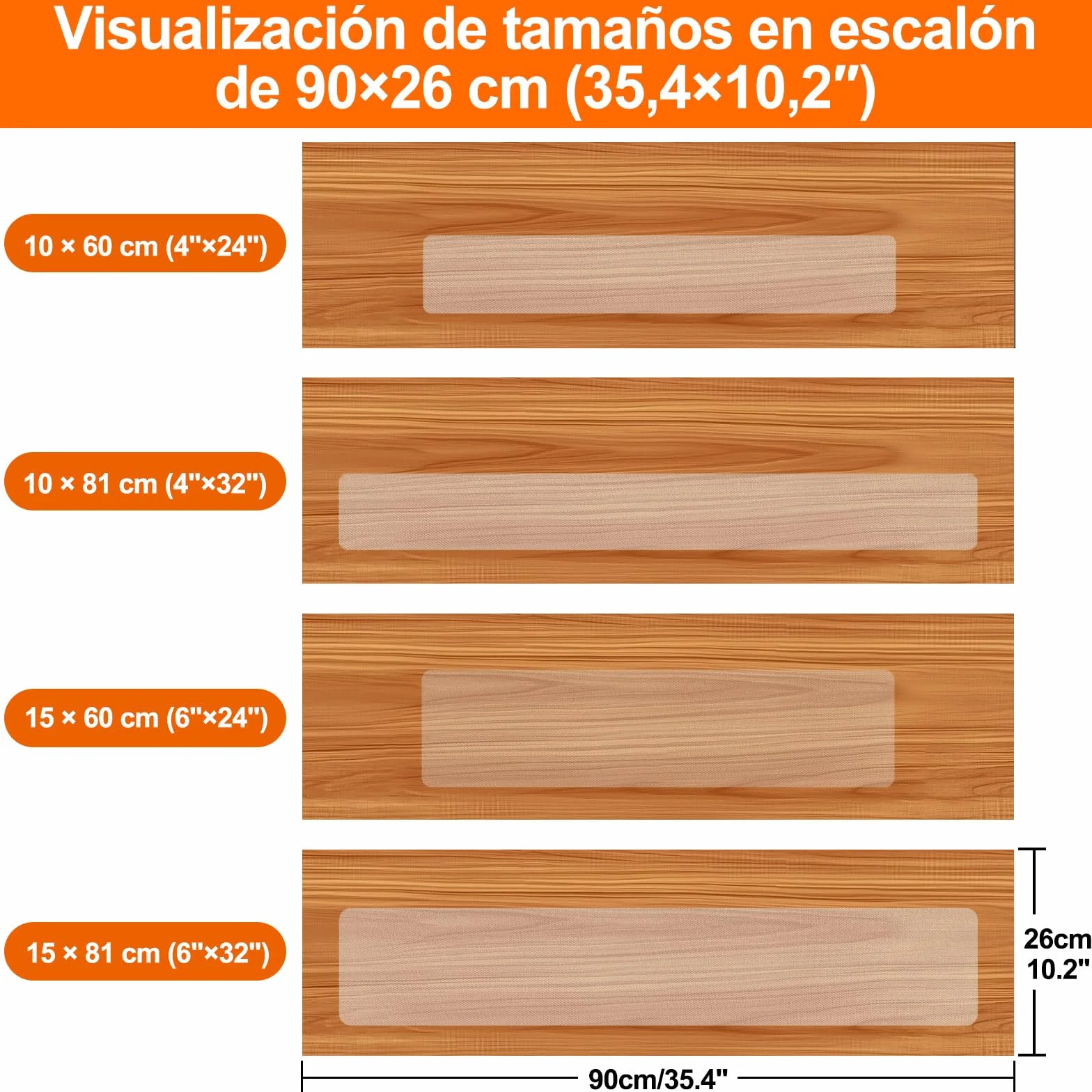 Spurtar Alfombrillas Escalera Antideslizantes Transparente Diseño Diamante, Tiras de Seguridad para Escaleras Interior Madera Mármol Metal, 15 Piezas 15 x 81 cm