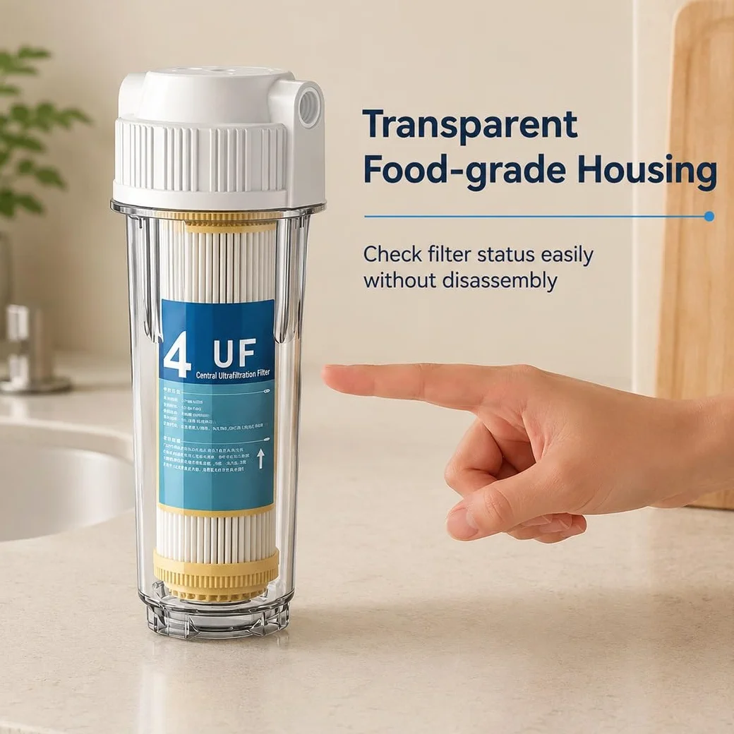 3 Carcasas Filtro Transparentes Compatibles 10" Con Cartuchos Membrana UF Fibra Hueca,0,01 Micras,conectores 1/2", Prefiltración Universal Sistemas Agua Residenciales