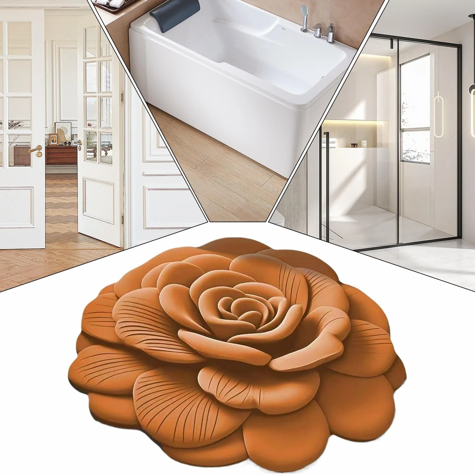 Alfombras de Ducha para baño, Alfombrilla de Ducha Antideslizante Floral 3D, Almohadilla de Reutilizable para Puertas, Puertas, pasillos, entradas, Alfombra de | Reutilizable En Entrada De Aseo, Sala De Estar, Dormitorio Y Cocina