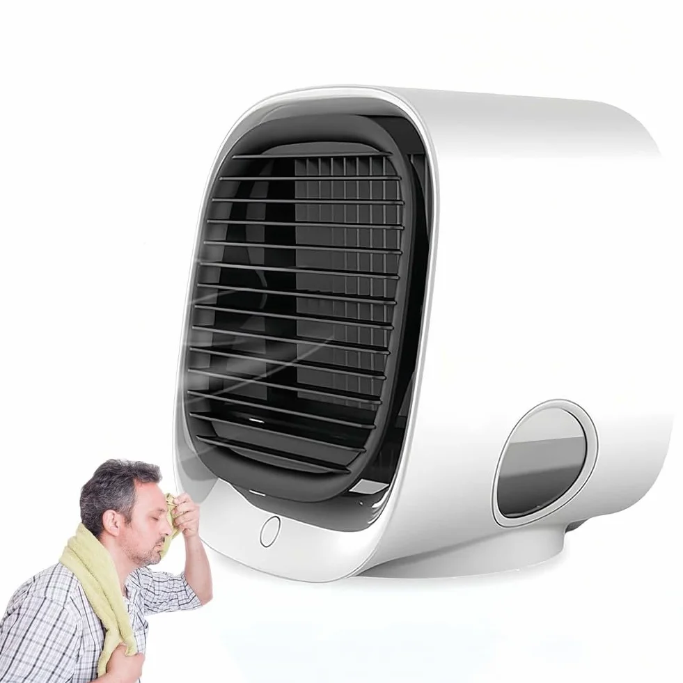 Ventilador de refrigeración de aire portátil con humidificador y luz nocturna para comodidad en habitaciones pequeñas