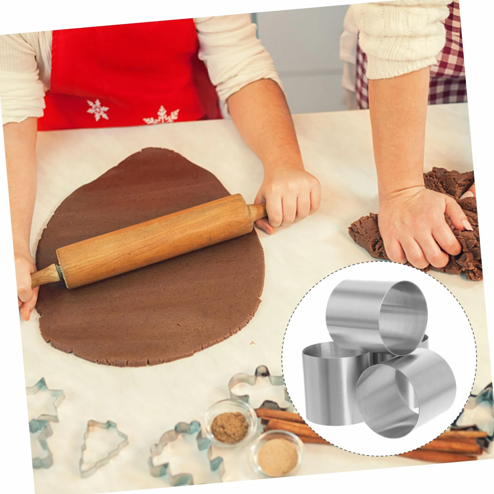 Mipcase Set De 8 Moldes Redondos Para Mousse y Pasteles, Acero Inoxidable Acabado Antihuellas, Fáciles De Limpiar y Desmoldar, Para Reposteros Amateurs