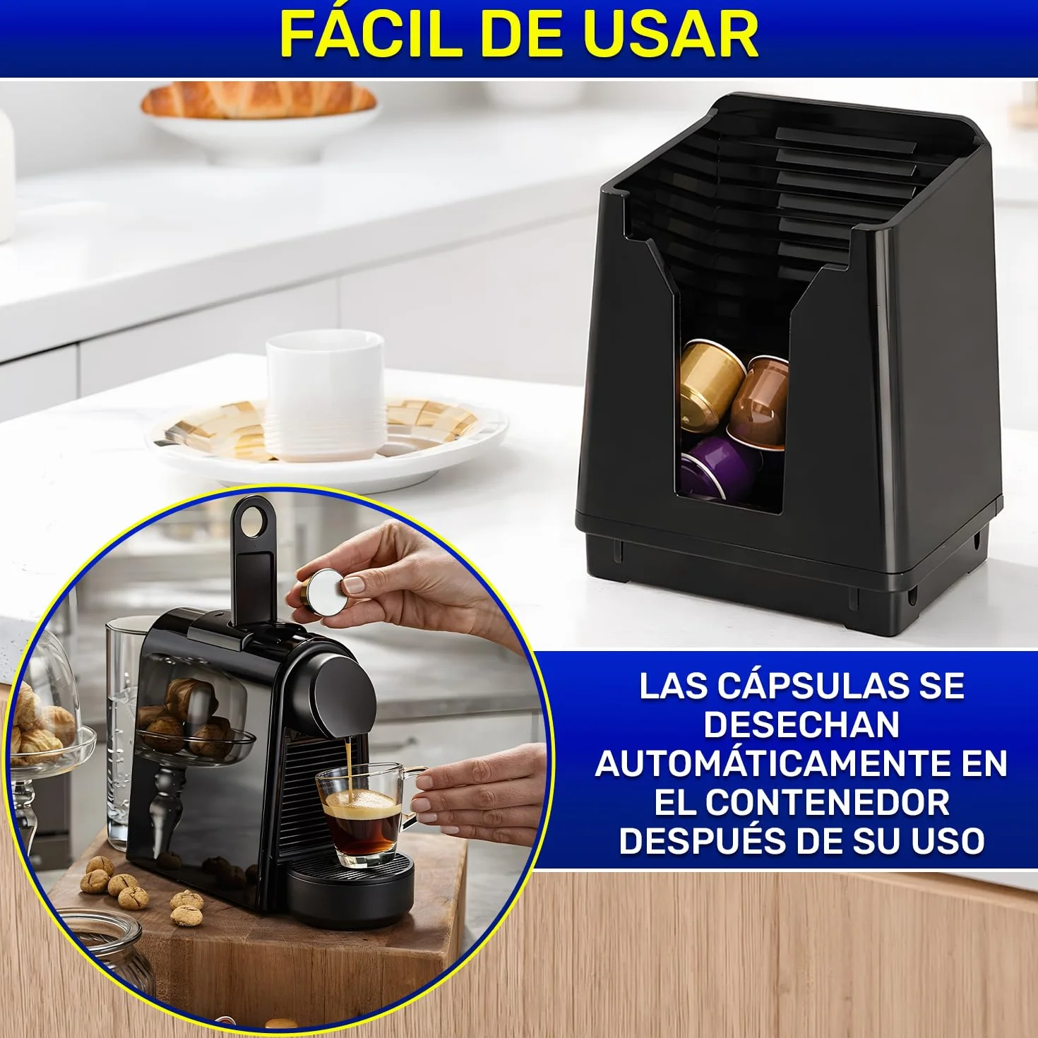MONTERAL Contenedor de Cápsulas para Cafetera Compatible DeLonghi EN85 Magimix M115 Essenza Mini