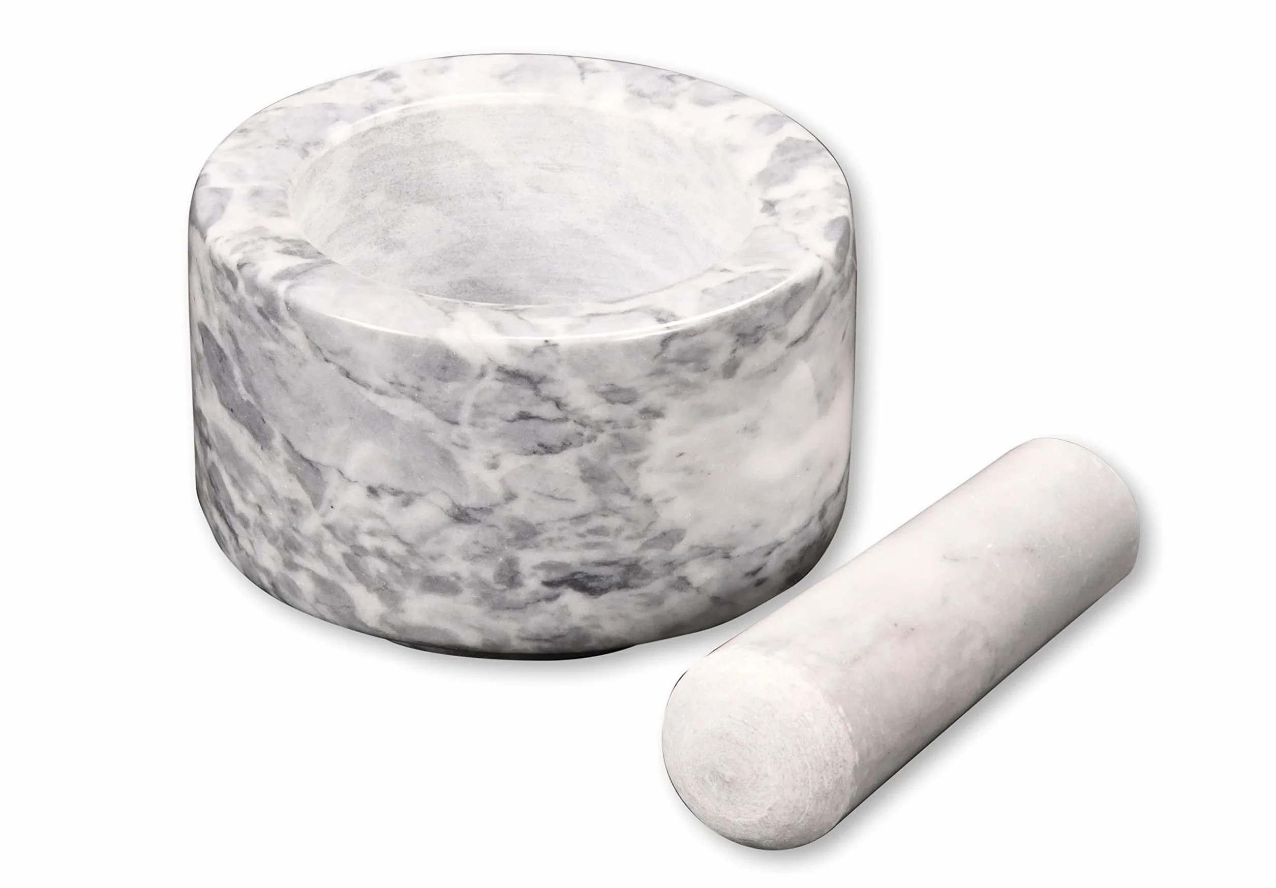 KESPER Mortero de mármol Ø 13 cm altura 8 cm blanco pulido