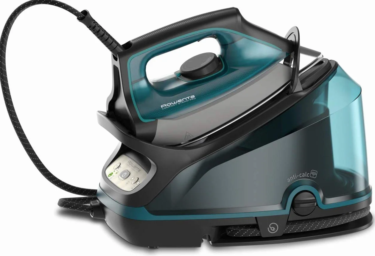 Rowenta Compact Steam Pro - Centro de planchado, 6.3 bares de presión, golpe de vapor de 325 g/minuto, suela antiarañazos deslizante, sistema eco (Reacondicionado)